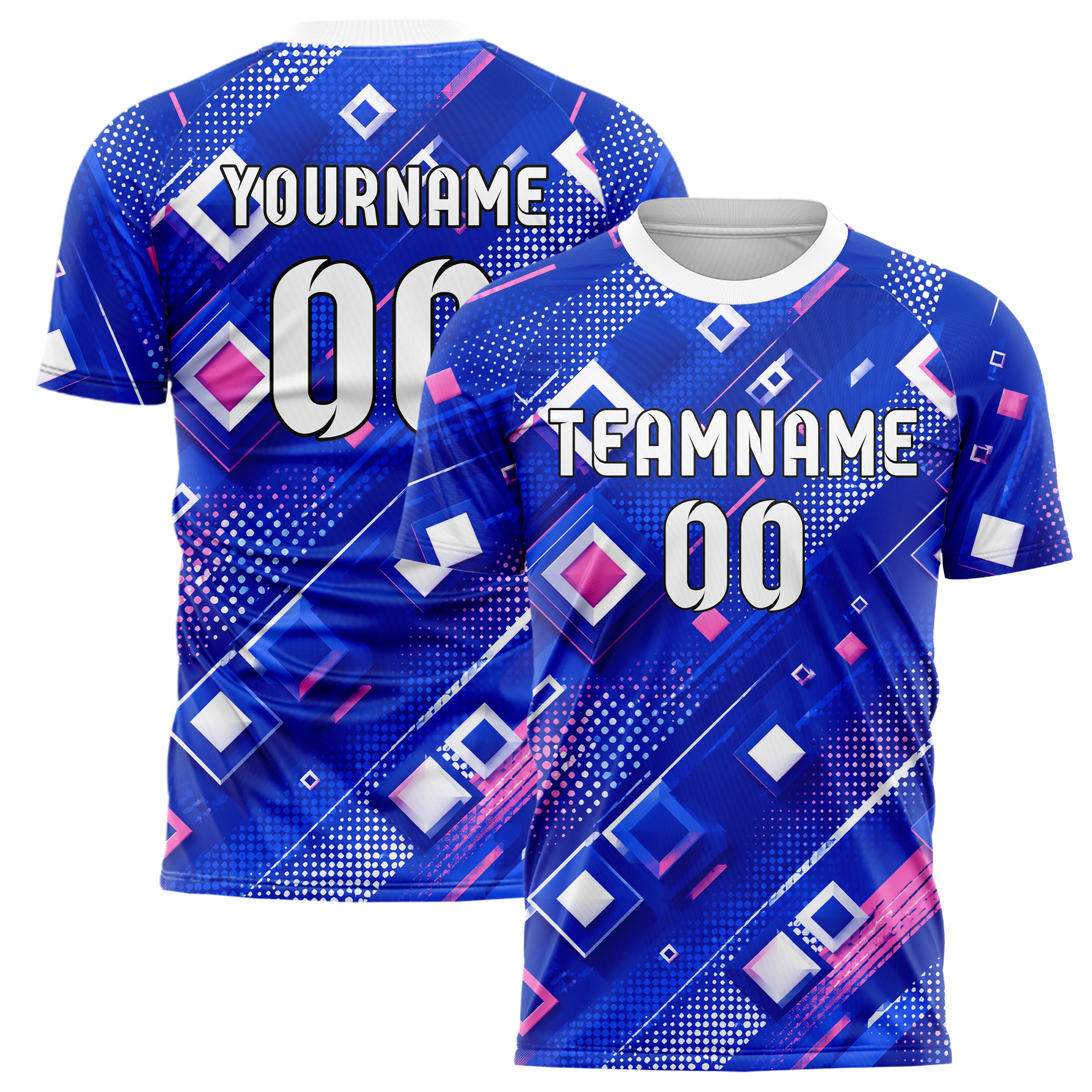 Royalblau klassisches Rauten Layered 3D Rhombus Design 01-0171 individuelles Fußballtrikot main