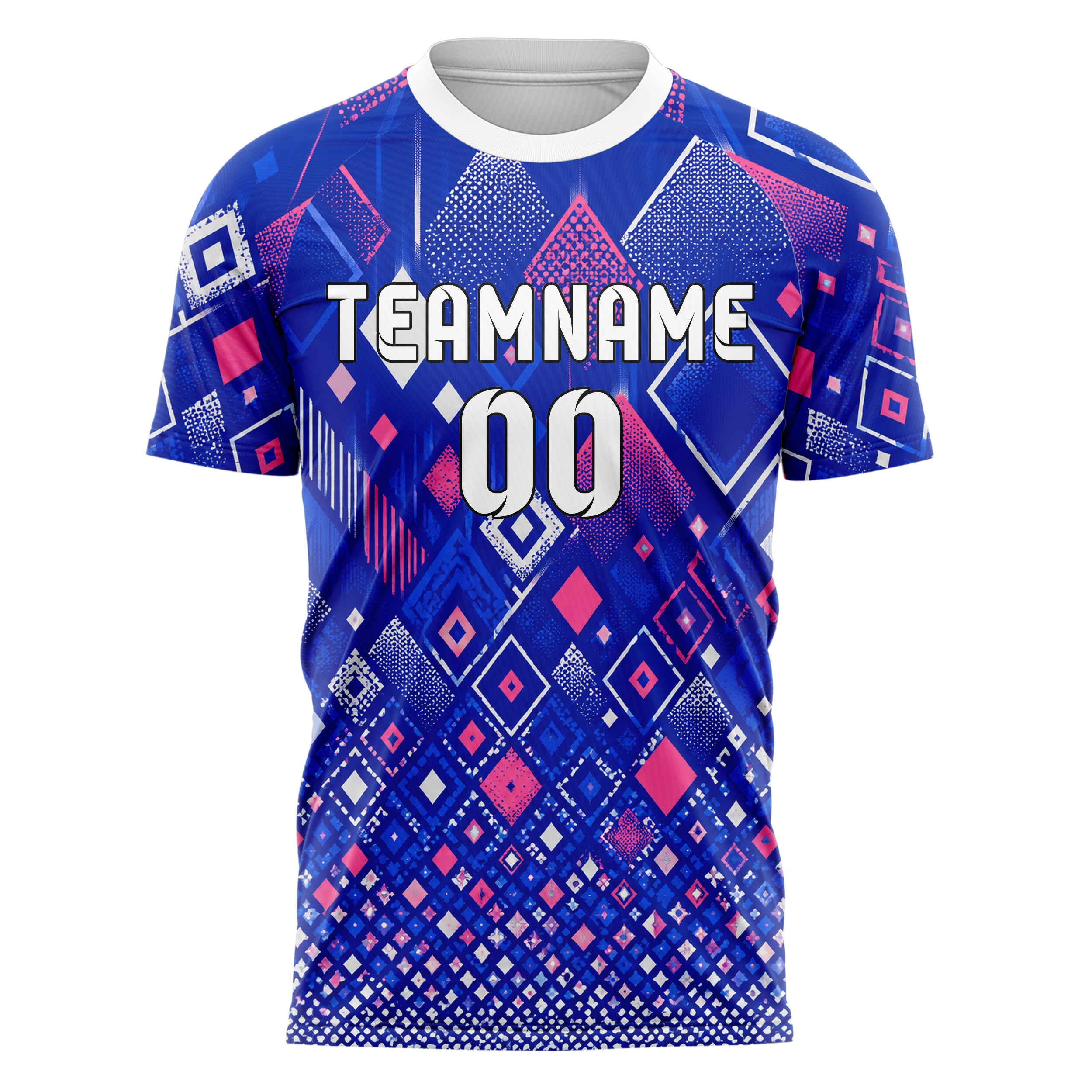 Royalblau klassisches Rauten Micro to Macro Gradient Design 01-0060 individuelles Fußballtrikot front