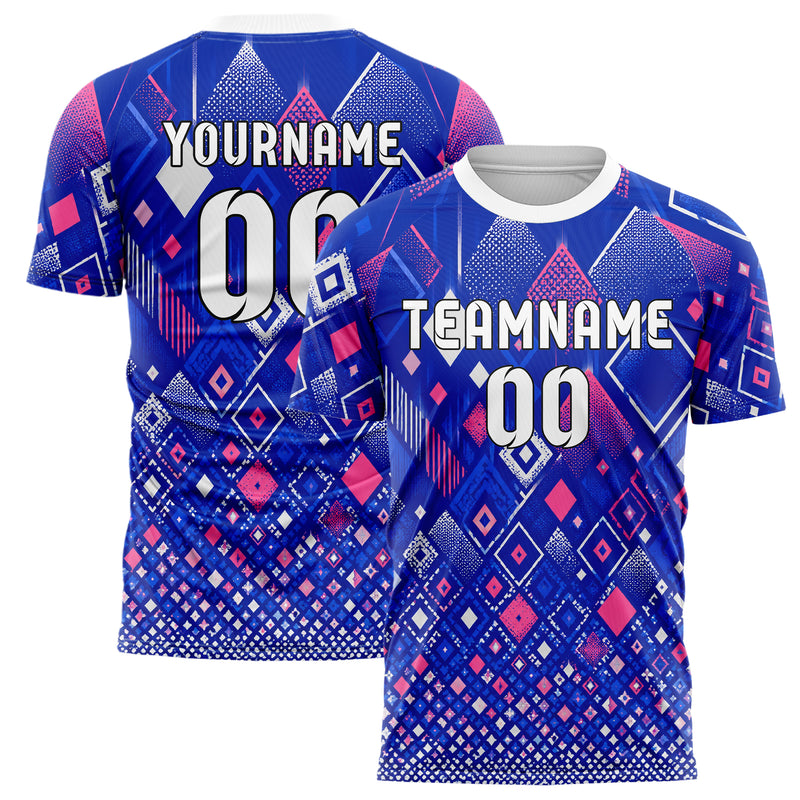 Royalblau klassisches Rauten Micro to Macro Gradient Design 01-0060 individuelles Fußballtrikot main