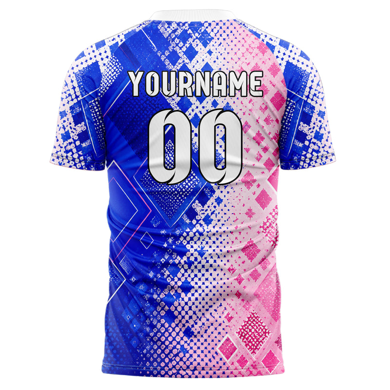 Royalblau klassisches Rauten Micro to Macro Gradient Design 01-0492 individuelles Fußballtrikot back