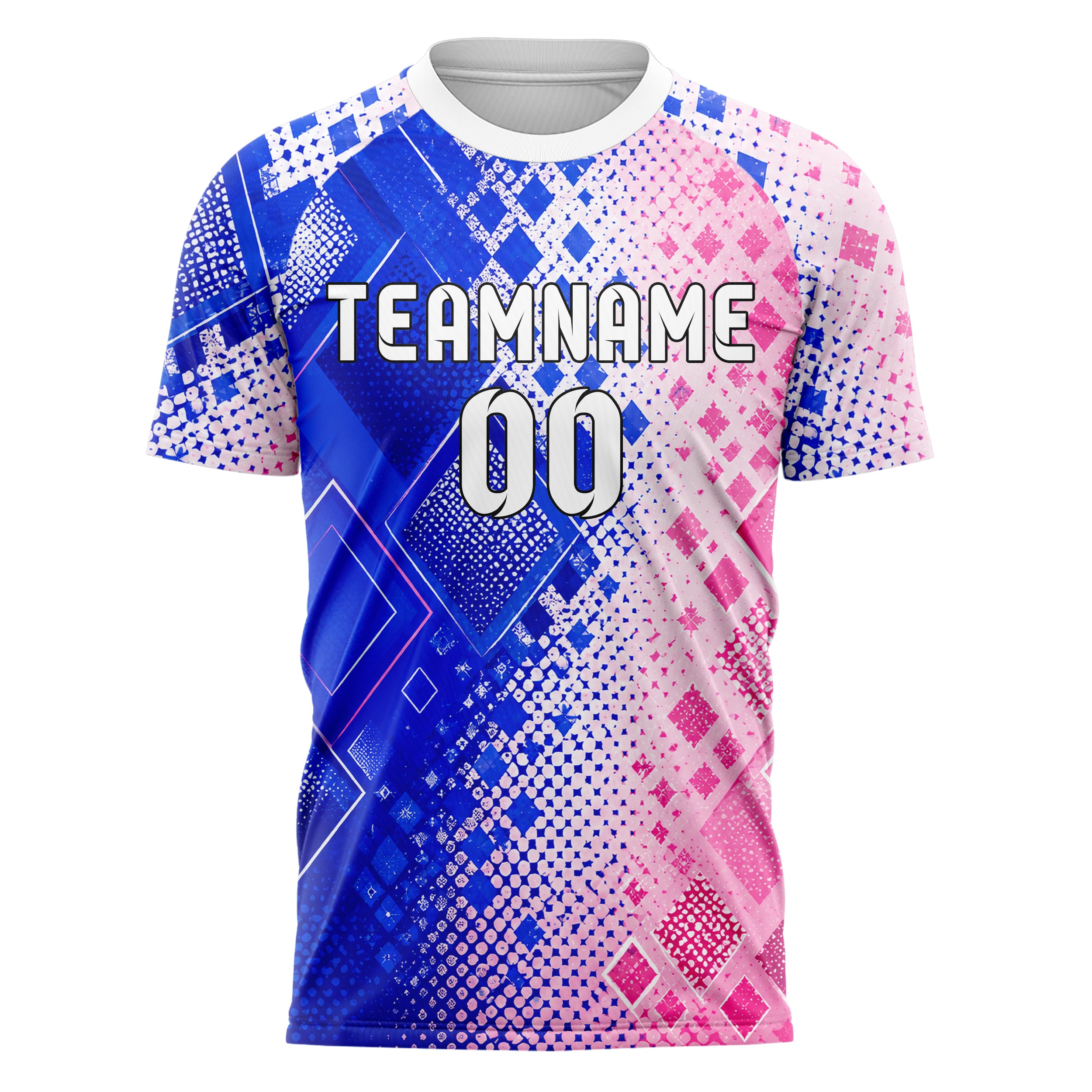 Royalblau klassisches Rauten Micro to Macro Gradient Design 01-0492 individuelles Fußballtrikot front