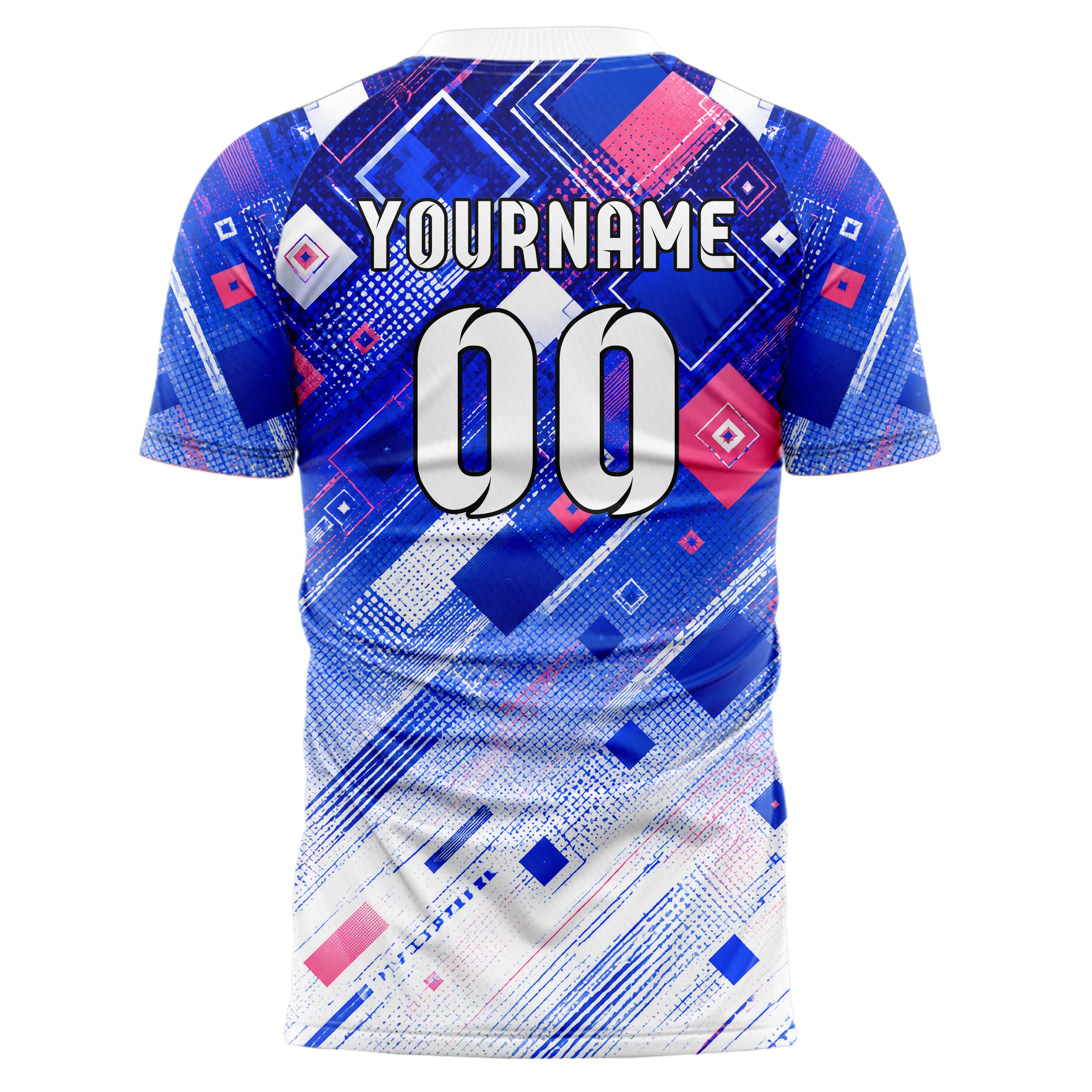 Royalblau klassisches Rauten dichter Verlauf von oben Design 01-0336 individuelles Fußballtrikot back