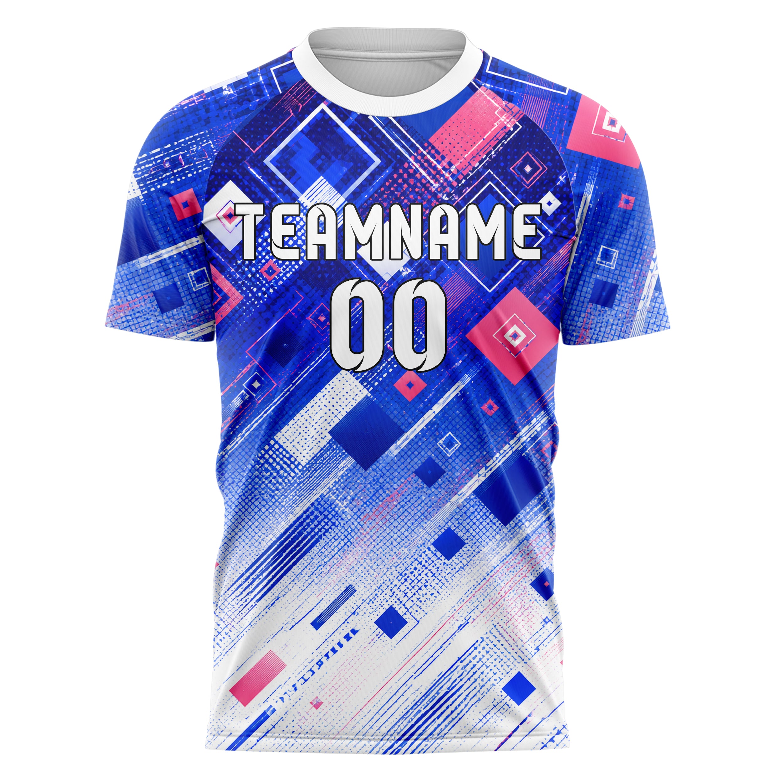 Royalblau klassisches Rauten dichter Verlauf von oben Design 01-0336 individuelles Fußballtrikot front