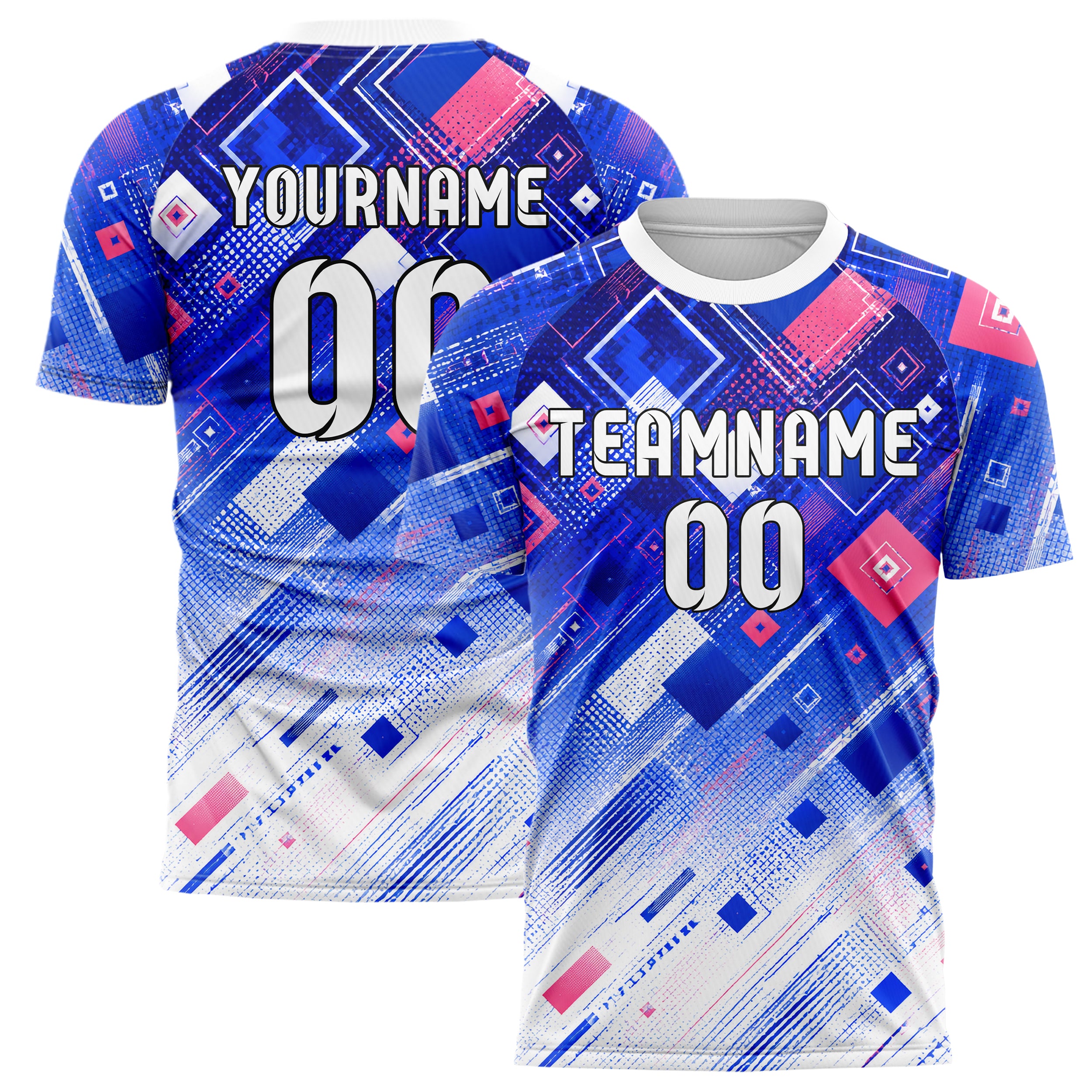 Royalblau klassisches Rauten dichter Verlauf von oben Design 01-0336 individuelles Fußballtrikot main