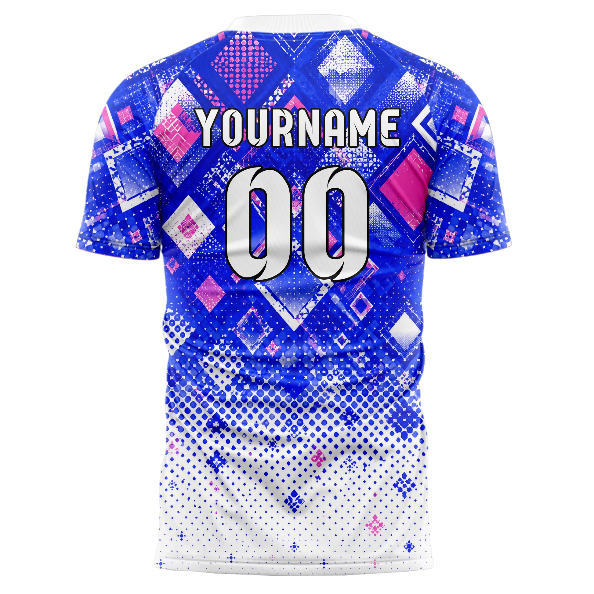 Royalblau klassisches Rauten dichter Verlauf von oben Design 01-0408 individuelles Fußballtrikot back