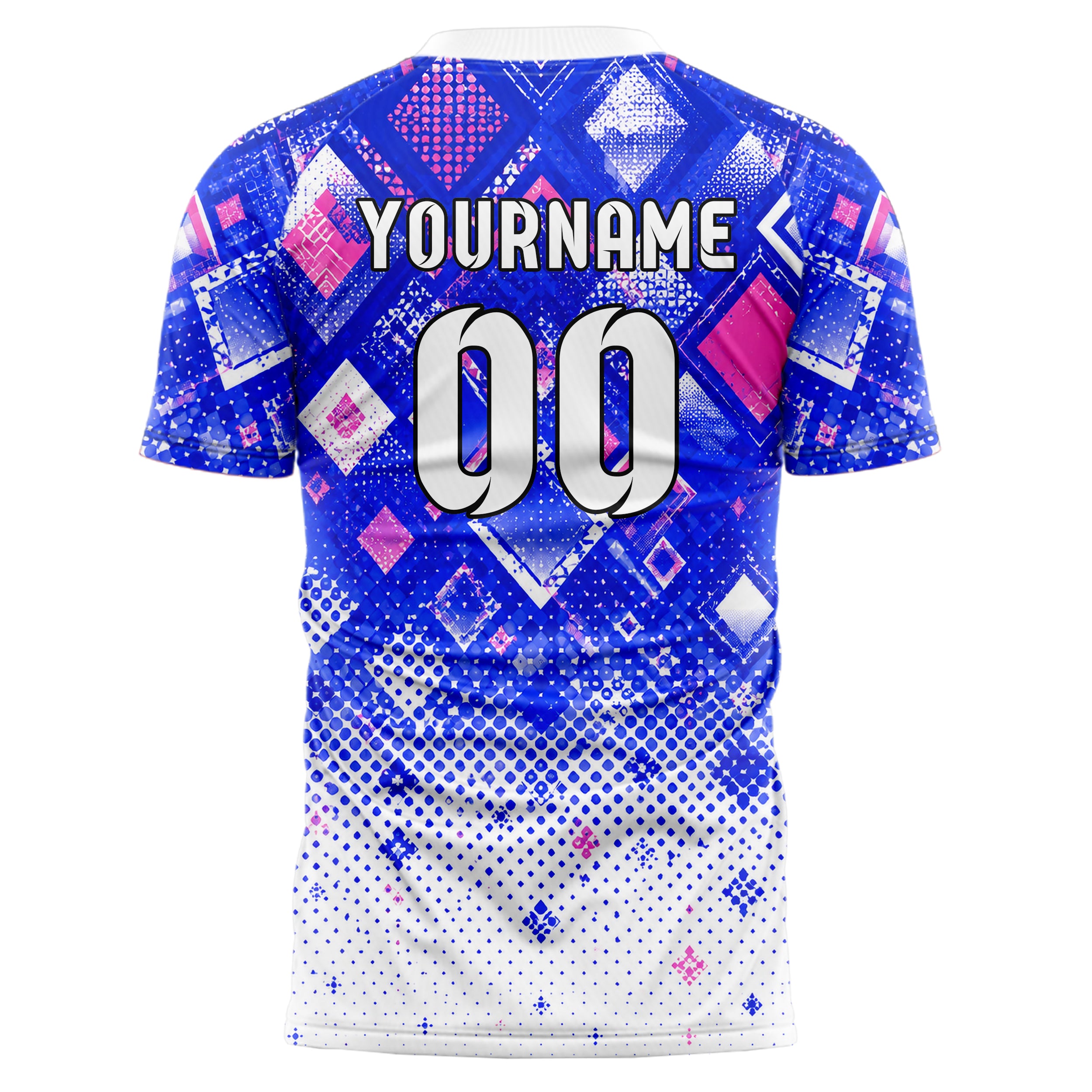 Royalblau klassisches Rauten dichter Verlauf von oben Design 01-0408 individuelles Fußballtrikot back