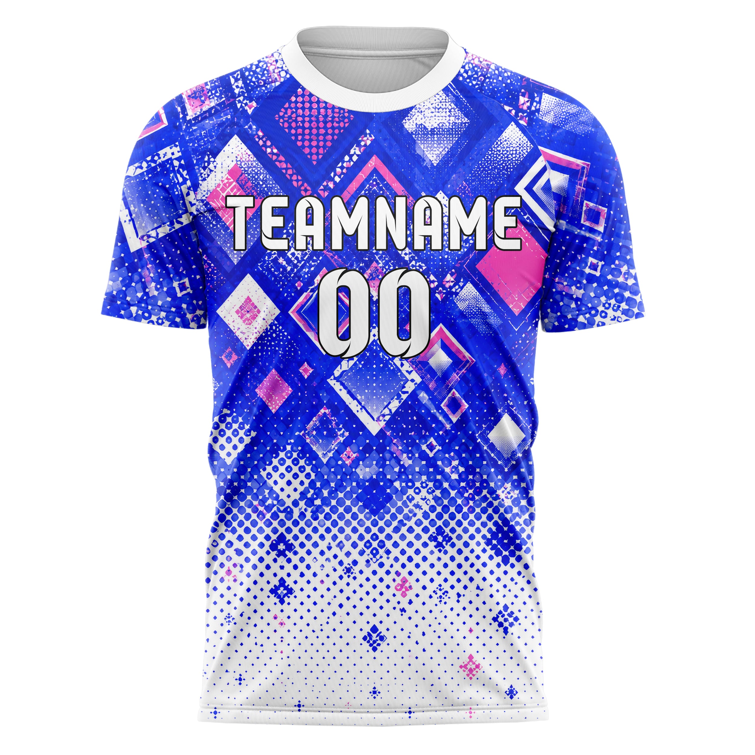 Royalblau klassisches Rauten dichter Verlauf von oben Design 01-0408 individuelles Fußballtrikot front