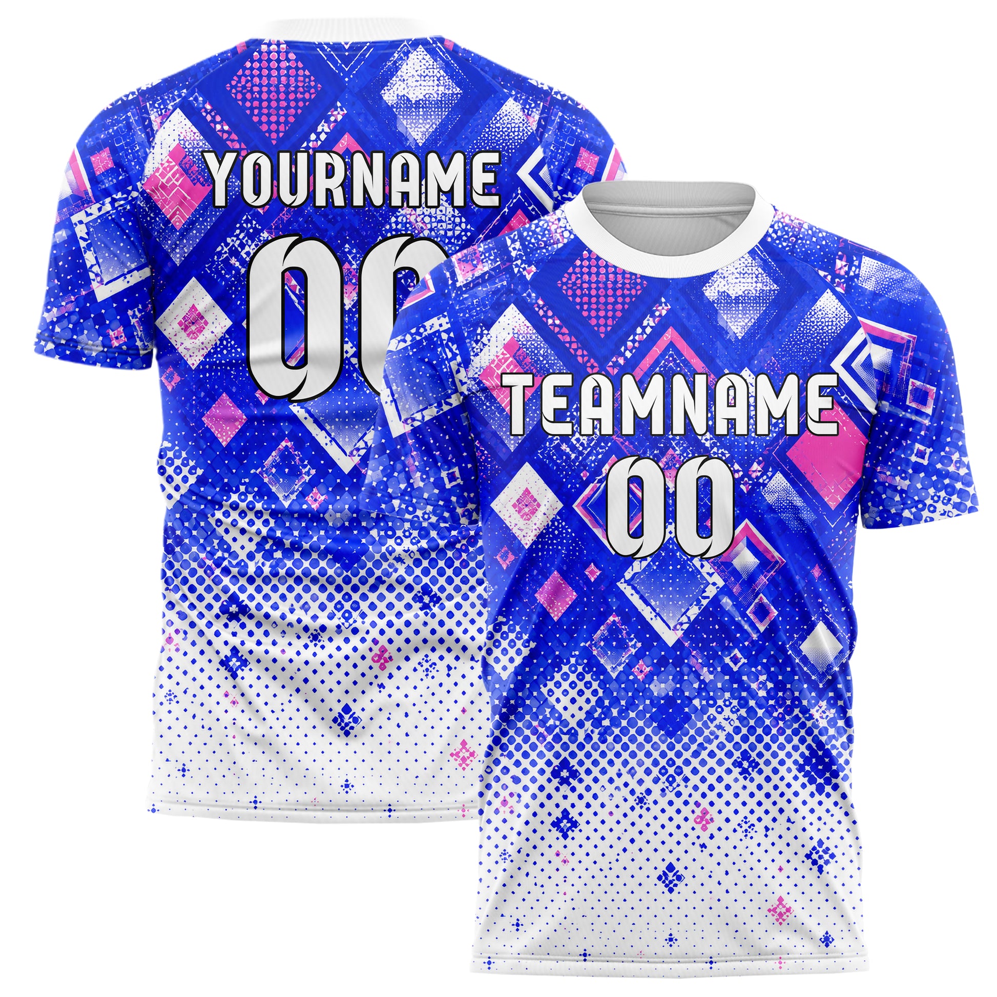 Royalblau klassisches Rauten dichter Verlauf von oben Design 01-0408 individuelles Fußballtrikot main