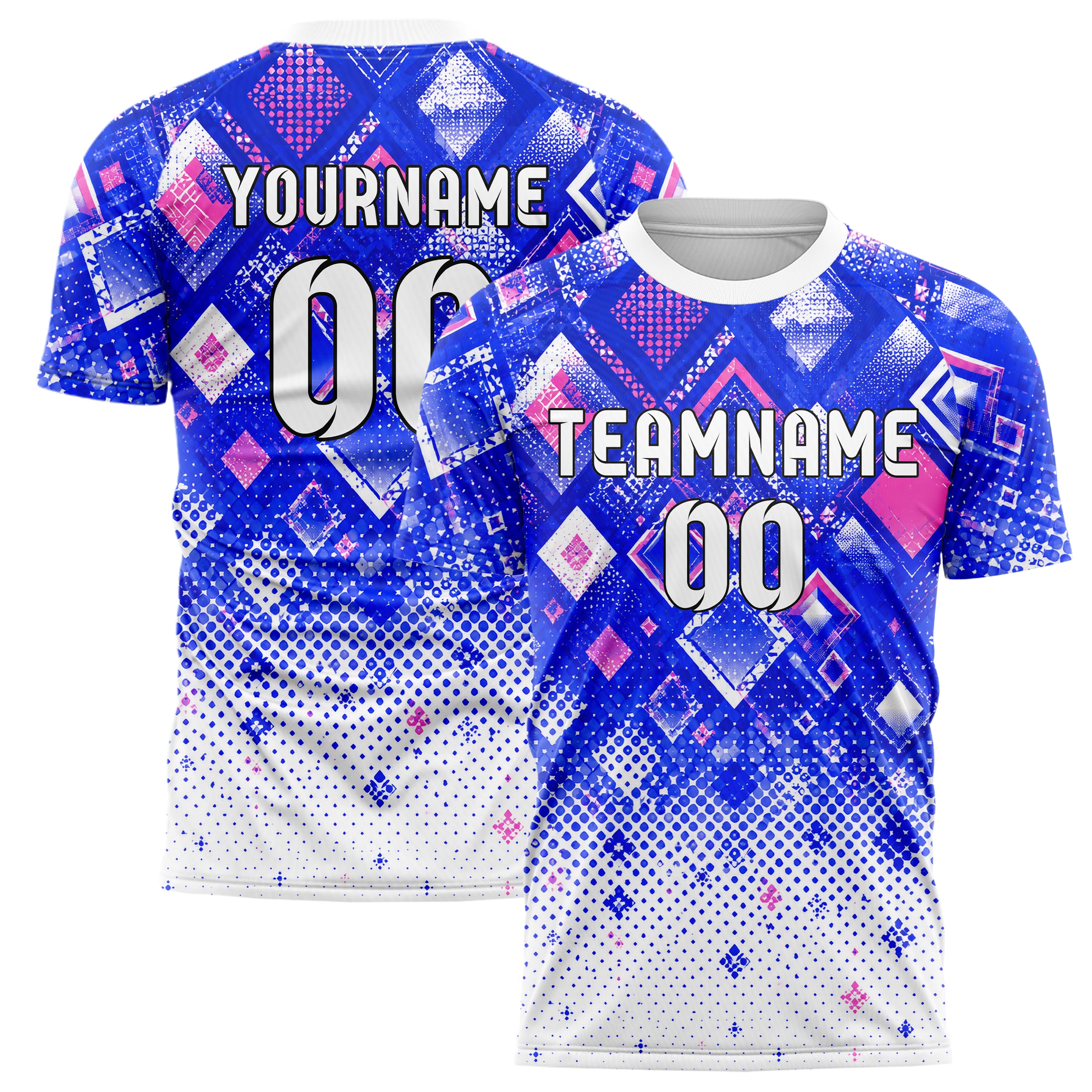 Royalblau klassisches Rauten dichter Verlauf von oben Design 01-0408 individuelles Fußballtrikot main