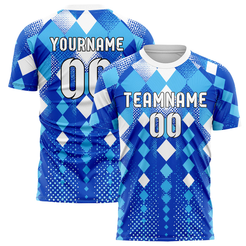 Royalblau lebendiges Rauten Square Grid Design 01-0133 individuelles Fußballtrikot main
