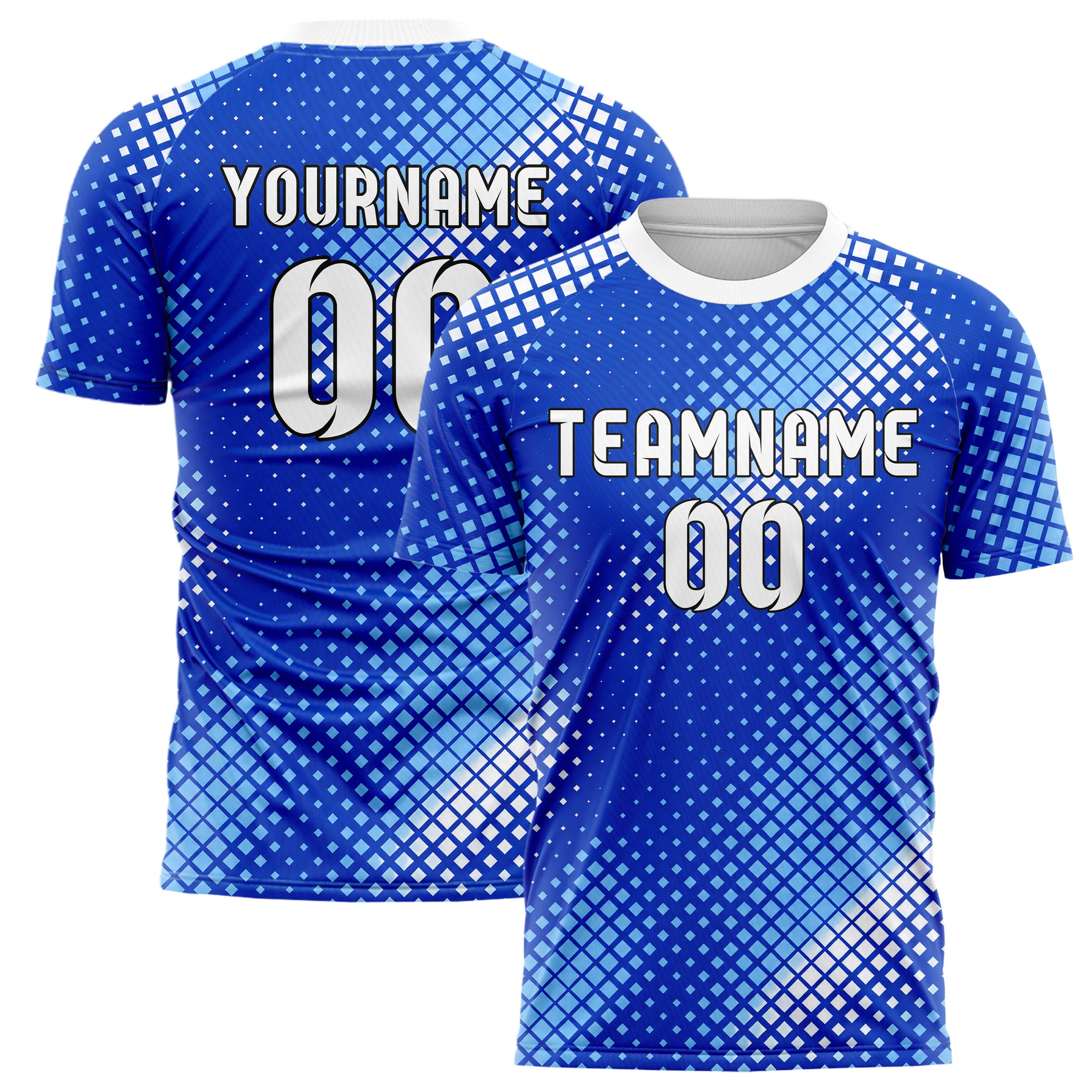 Royalblau lebendiges Rauten Square Grid Design 01-0373 individuelles Fußballtrikot main