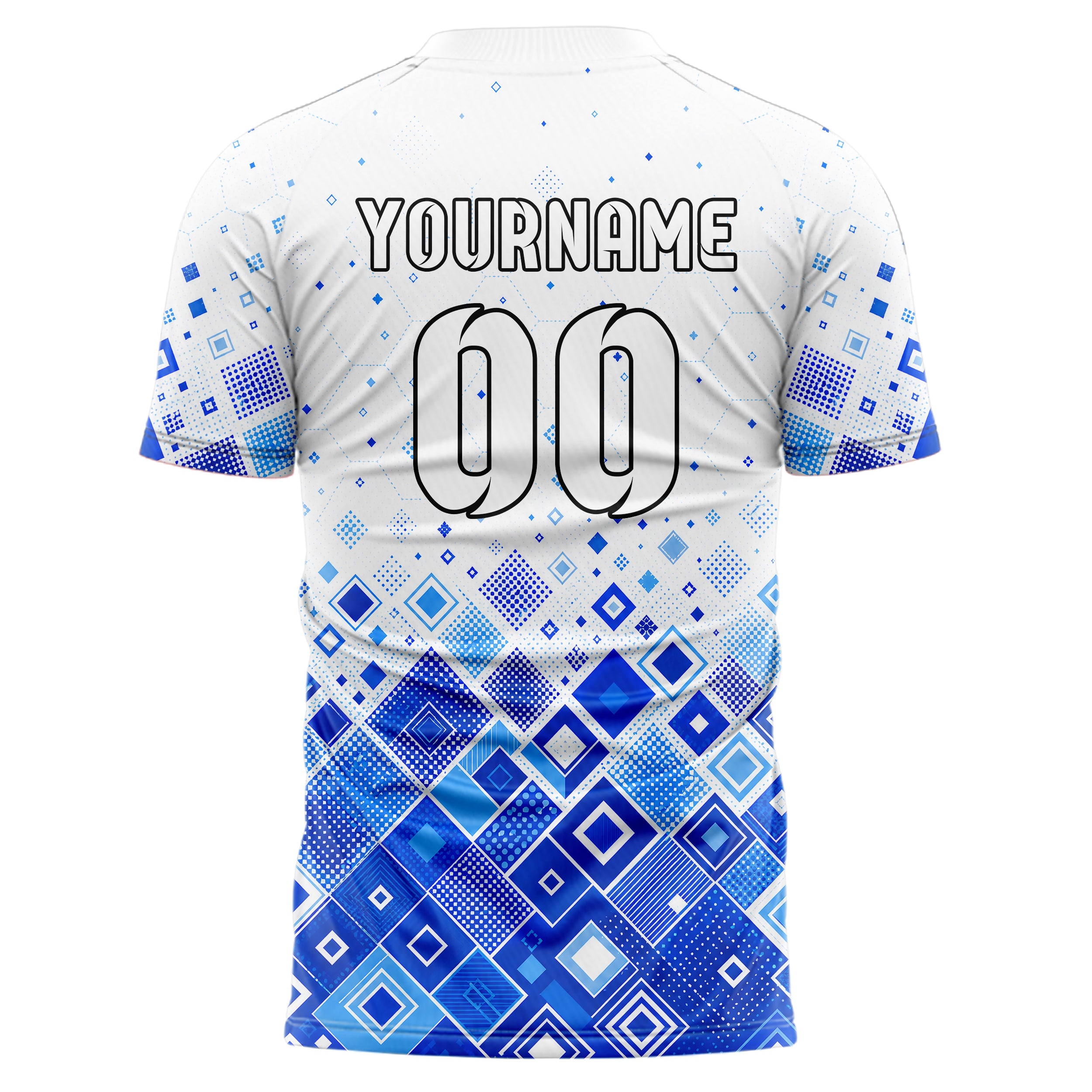 Royalblau lebendiges Rauten dichter Verlauf von unten Design 01-0007 individuelles Fußballtrikot back