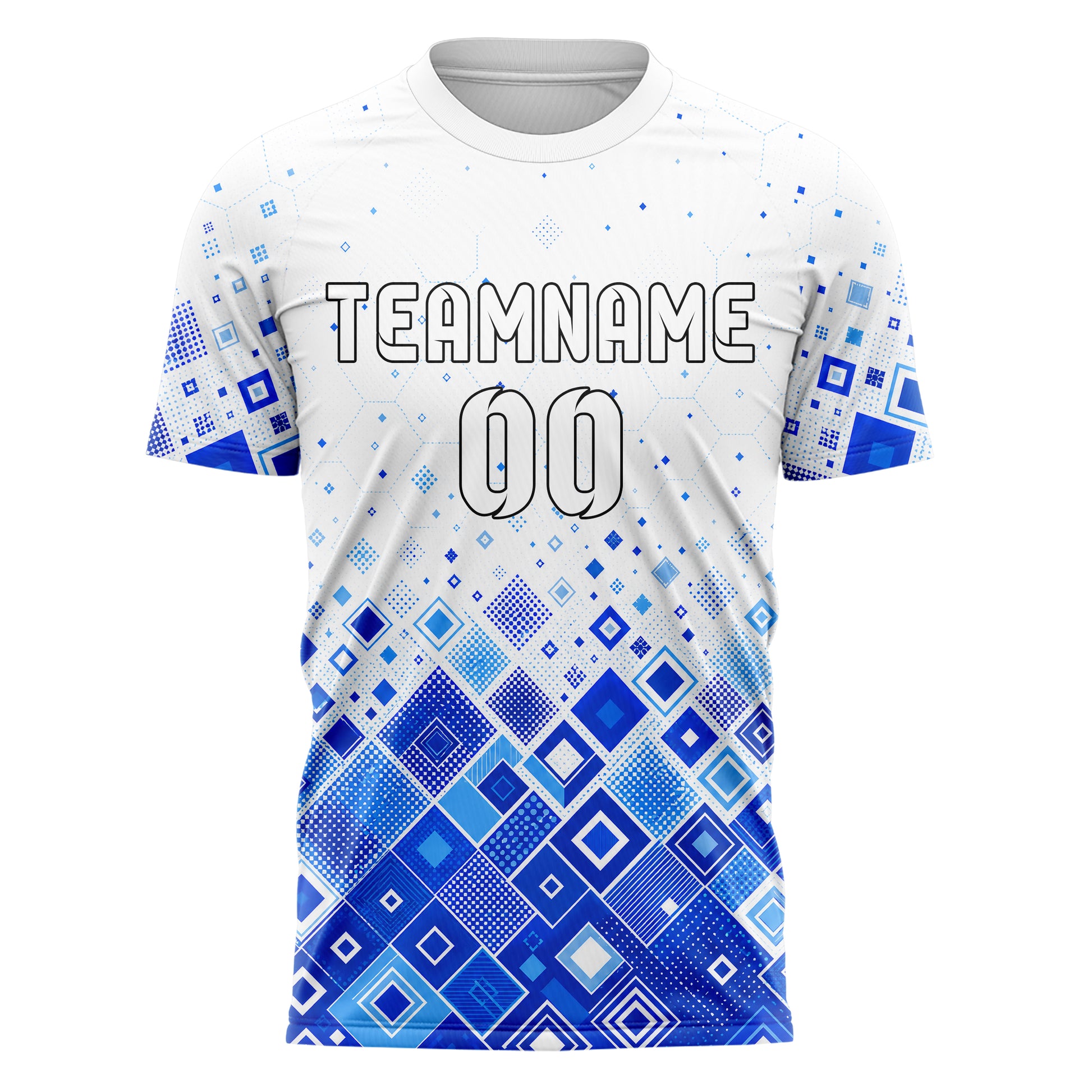Royalblau lebendiges Rauten dichter Verlauf von unten Design 01-0007 individuelles Fußballtrikot front