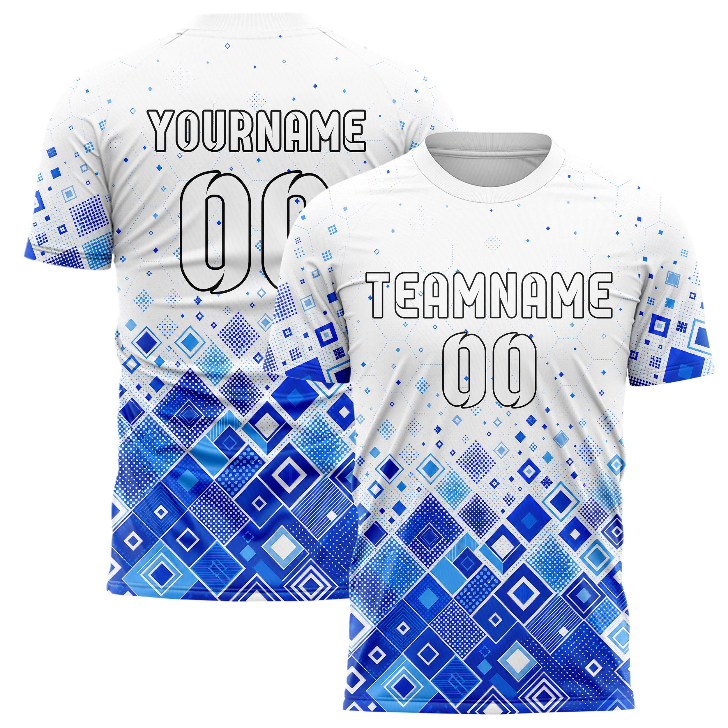 Royalblau lebendiges Rauten dichter Verlauf von unten Design 01-0007 individuelles Fußballtrikot main