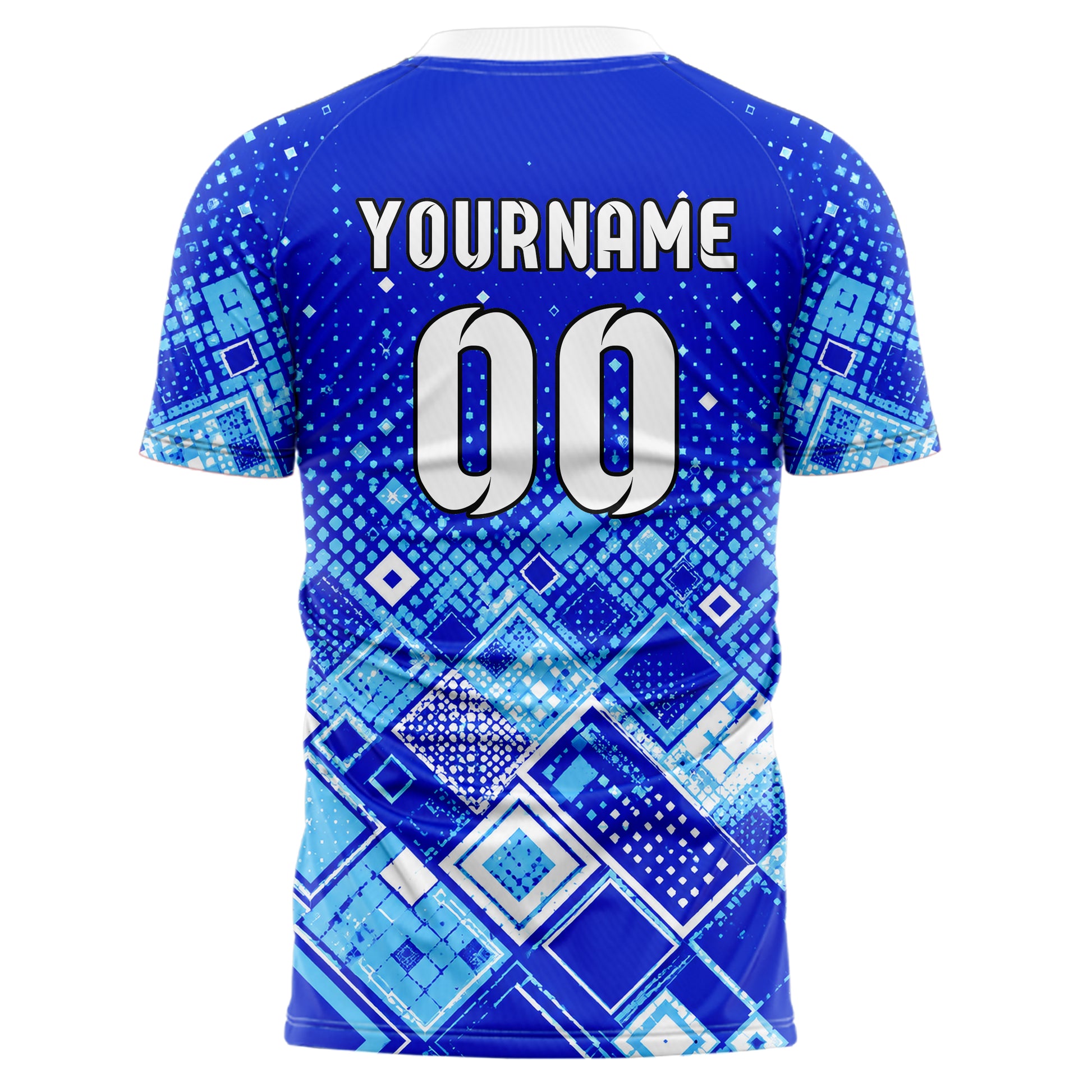 Royalblau lebendiges Rauten dichter Verlauf von unten Design 01-0319 individuelles Fußballtrikot back