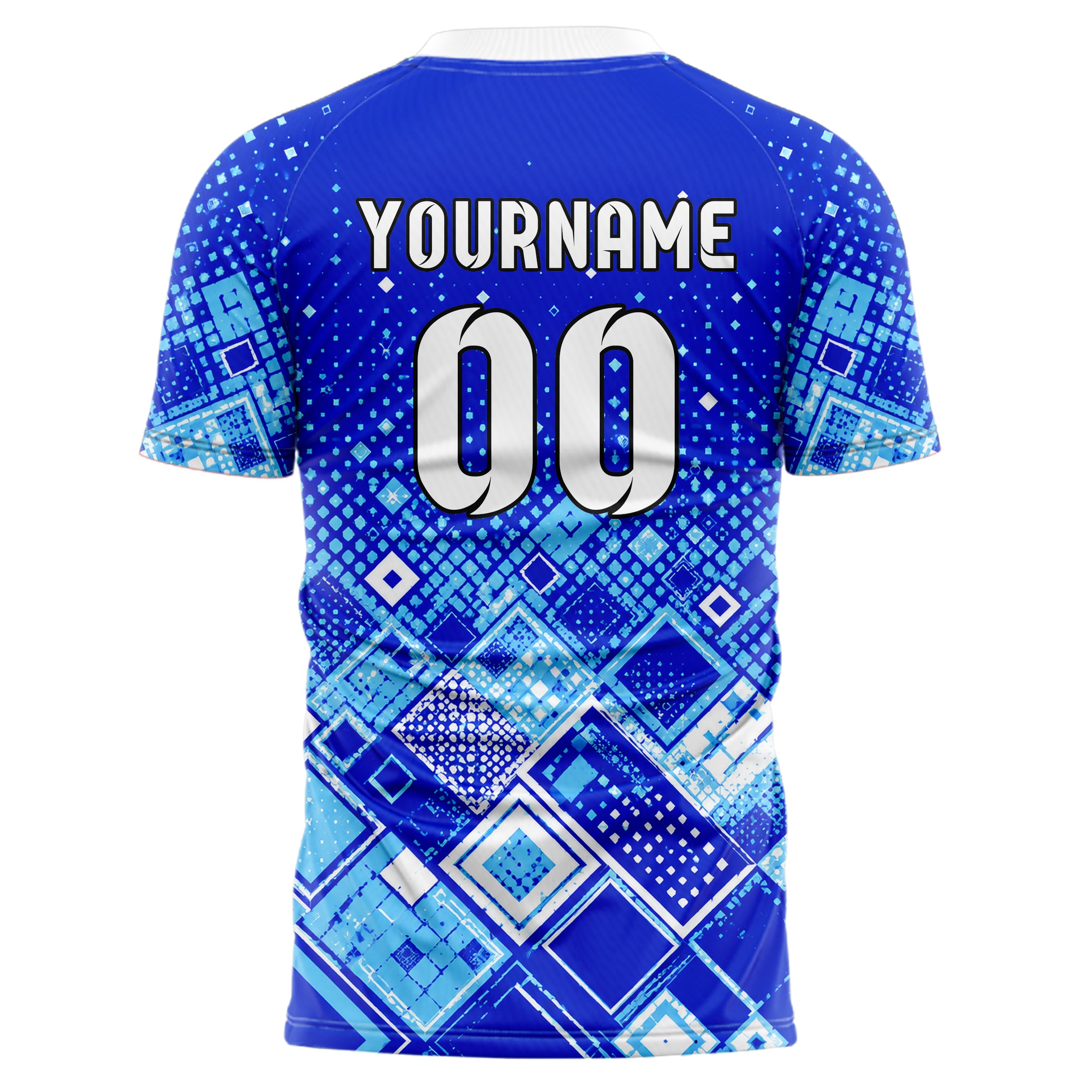 Royalblau lebendiges Rauten dichter Verlauf von unten Design 01-0319 individuelles Fußballtrikot back