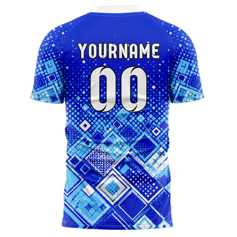 Royalblau lebendiges Rauten dichter Verlauf von unten Design 01-0319 individuelles Fußballtrikot back