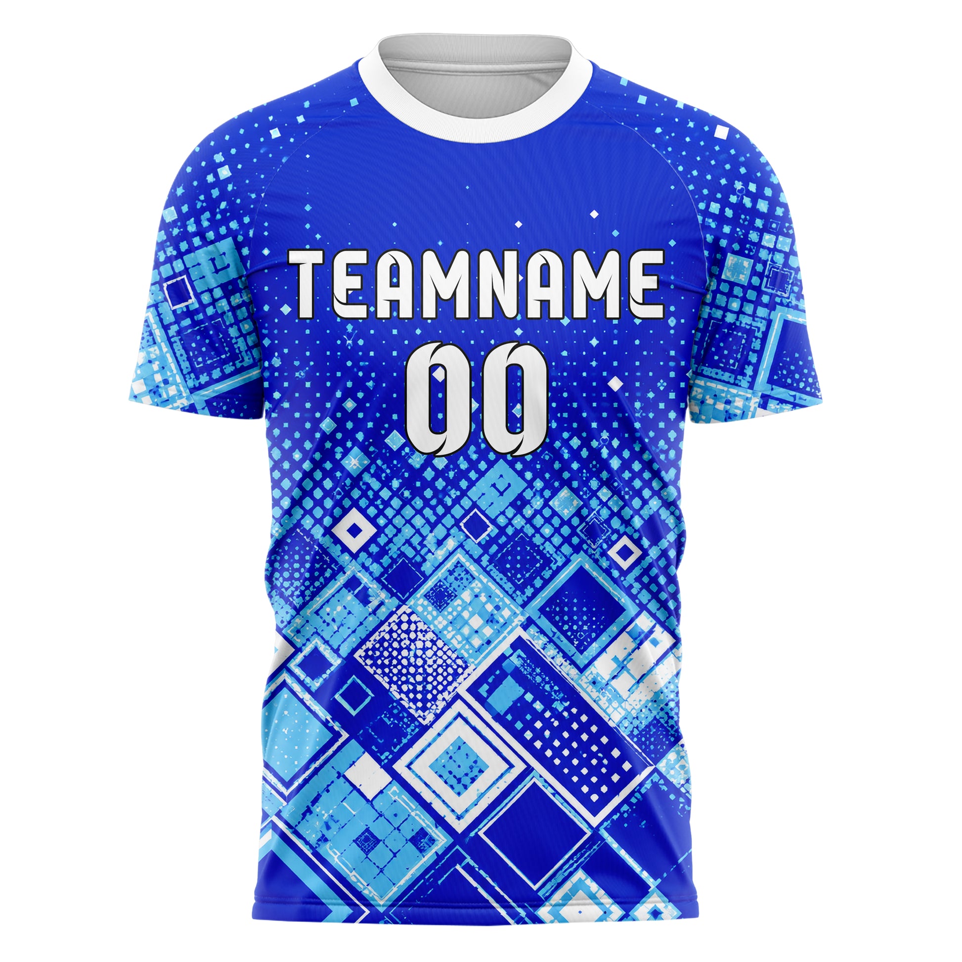 Royalblau lebendiges Rauten dichter Verlauf von unten Design 01-0319 individuelles Fußballtrikot front