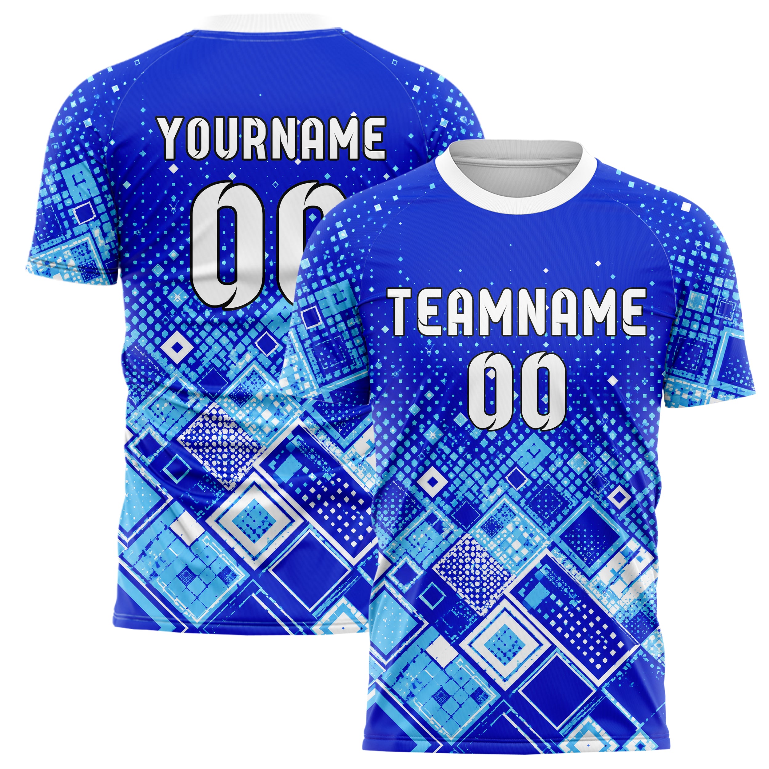 Royalblau lebendiges Rauten dichter Verlauf von unten Design 01-0319 individuelles Fußballtrikot main