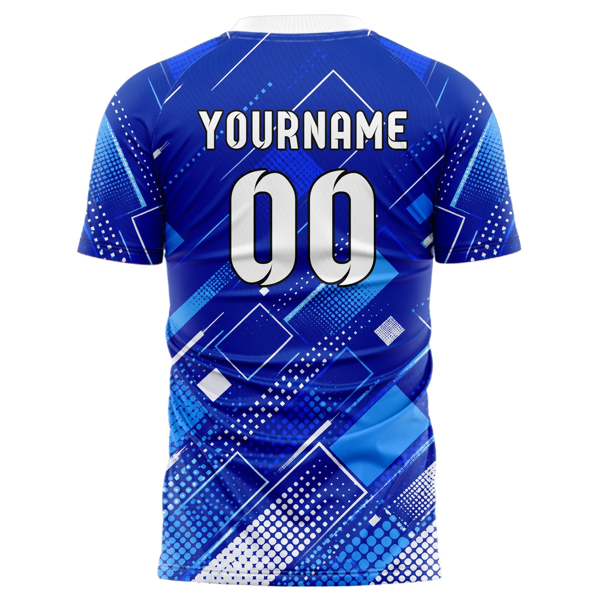 Royalblau lebendiges Rauten dichter Verlauf von unten Design 01-0415 individuelles Fußballtrikot back