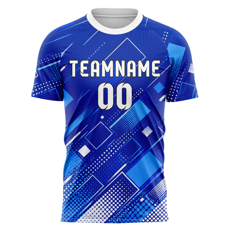 Royalblau lebendiges Rauten dichter Verlauf von unten Design 01-0415 individuelles Fußballtrikot front