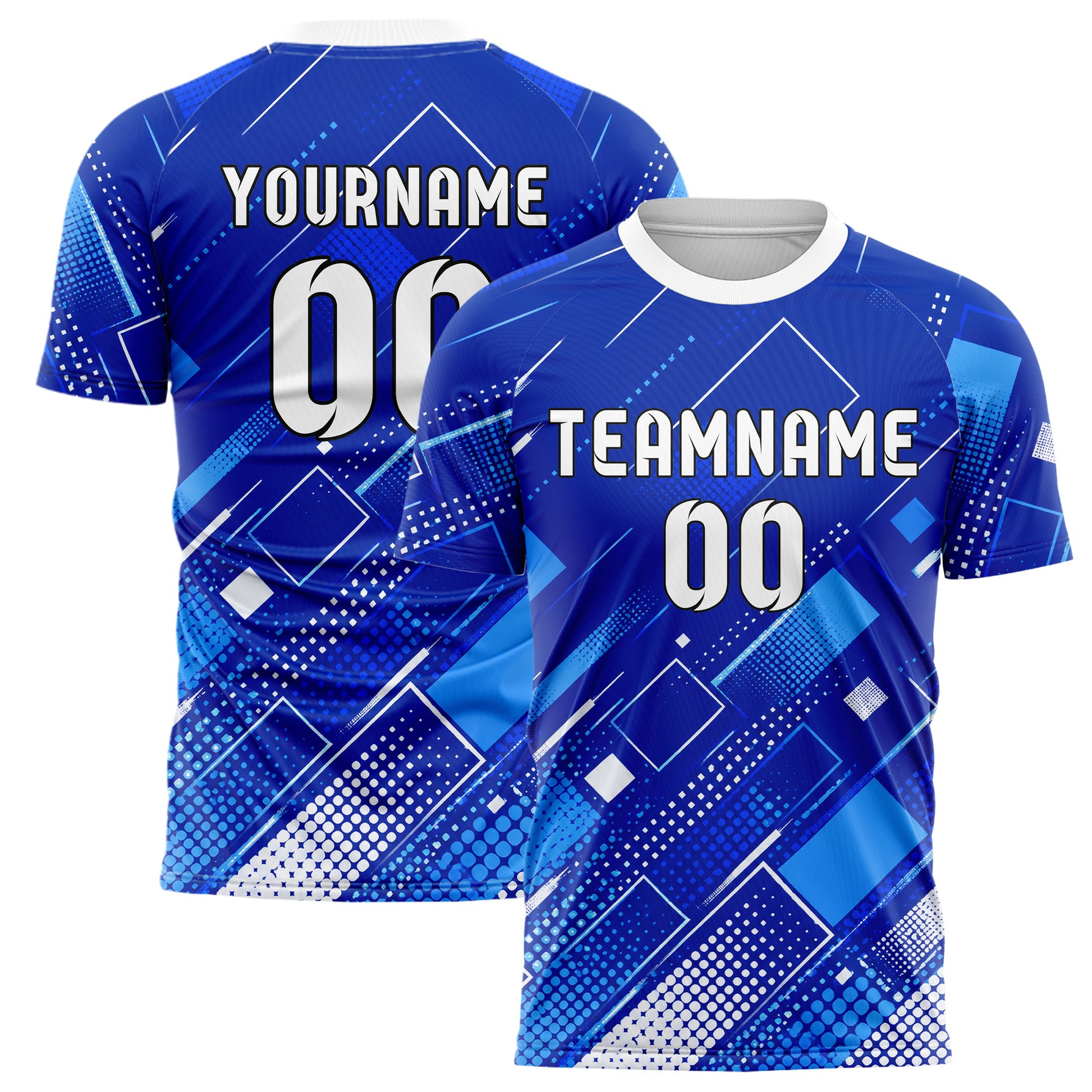 Royalblau lebendiges Rauten dichter Verlauf von unten Design 01-0415 individuelles Fußballtrikot main