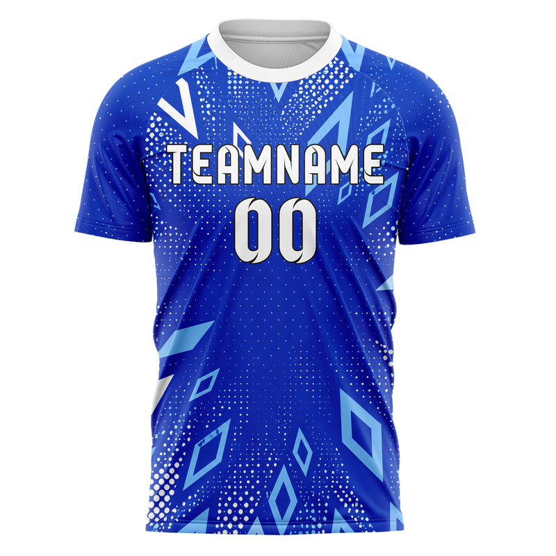 Royalblau lebendiges Rauten radialer Center Fade Design 01-0121 individuelles Fußballtrikot front