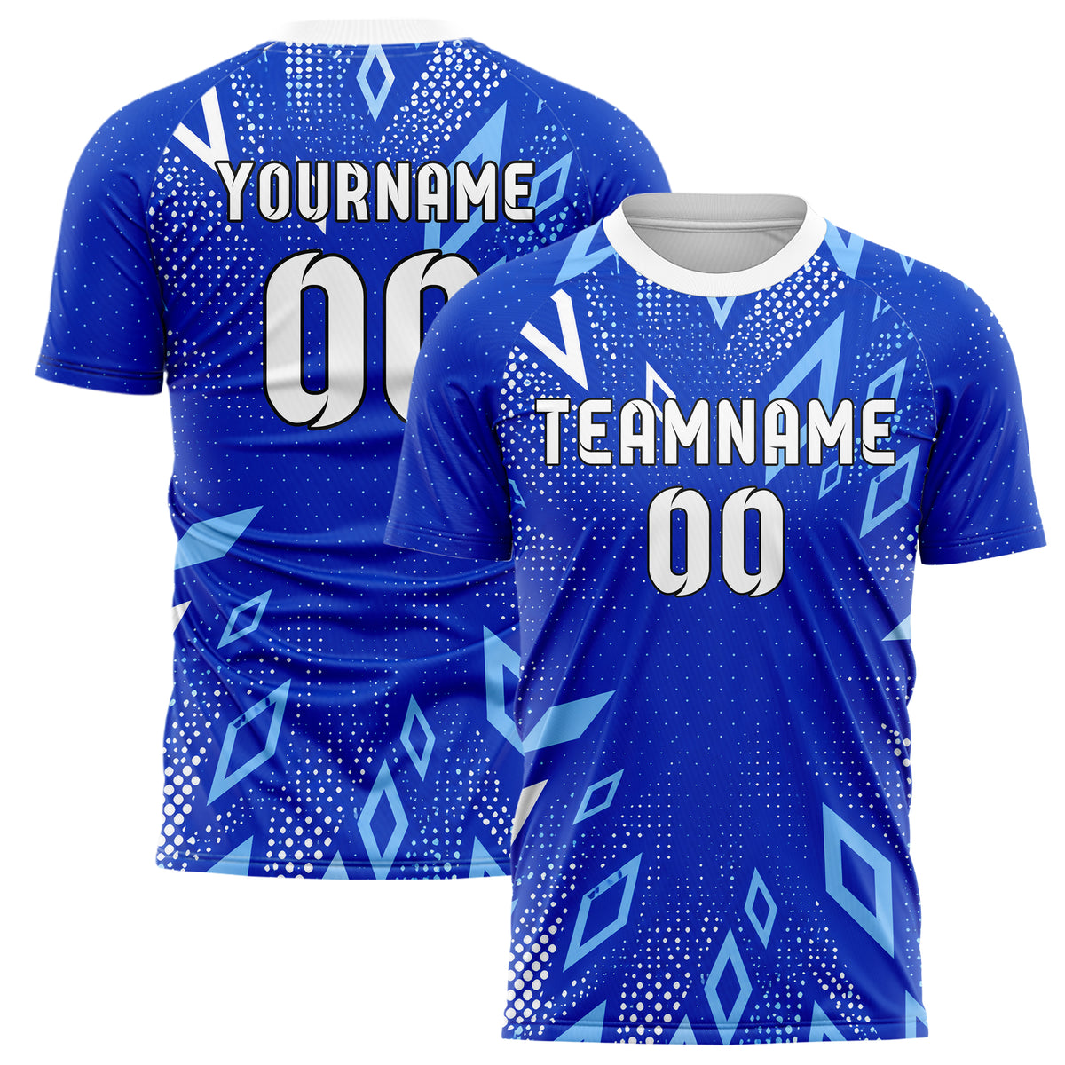 Royalblau lebendiges Rauten radialer Center Fade Design 01-0121 individuelles Fußballtrikot main