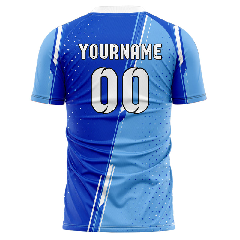 Royalblau lebendiges Rauten radialer Center Fade Design 01-0217 individuelles Fußballtrikot back