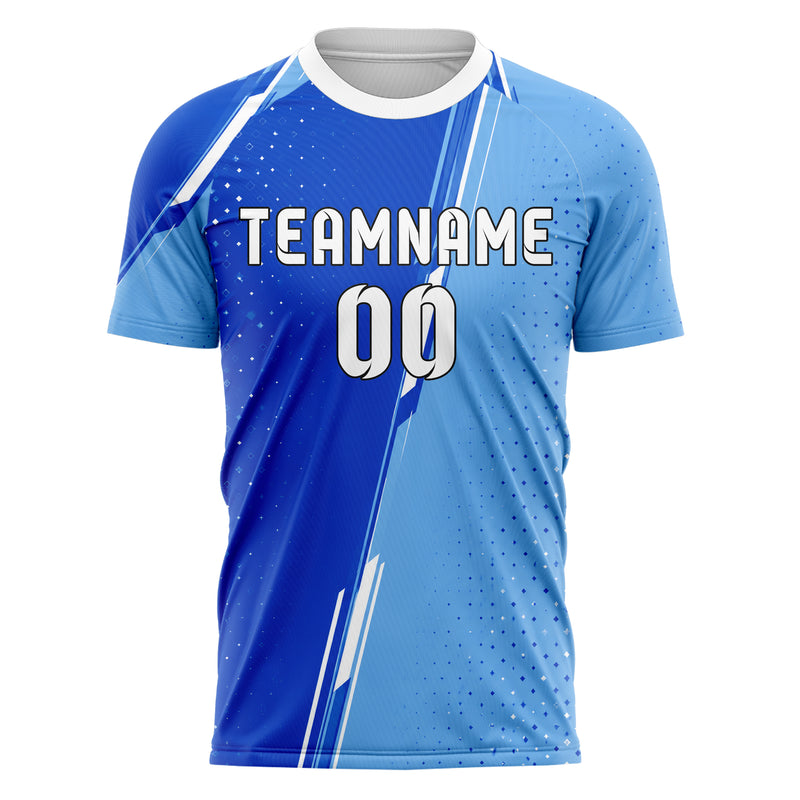 Royalblau lebendiges Rauten radialer Center Fade Design 01-0217 individuelles Fußballtrikot front