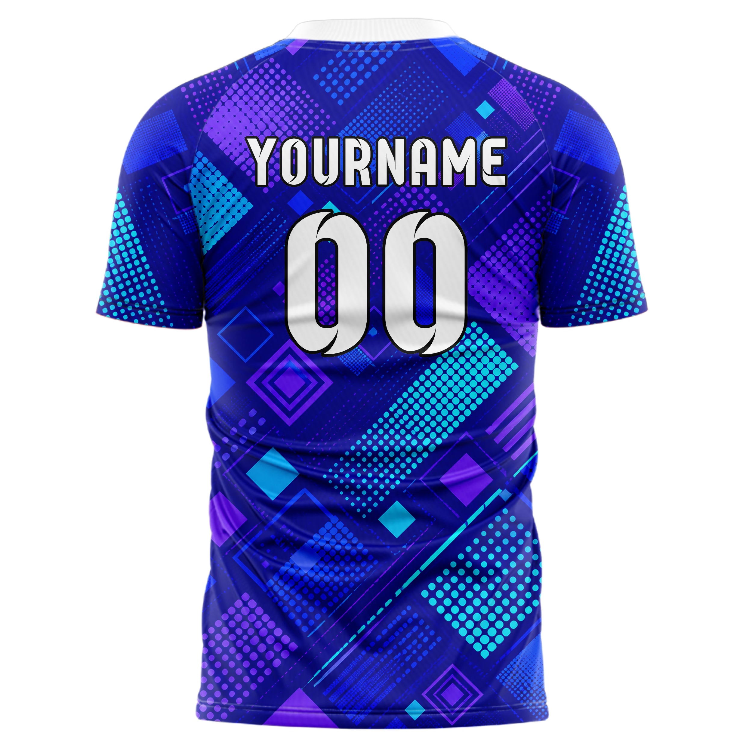 Royalblau lebendiges Rauten diagonale Tessellation Design 01-0314 individuelles Fußballtrikot back