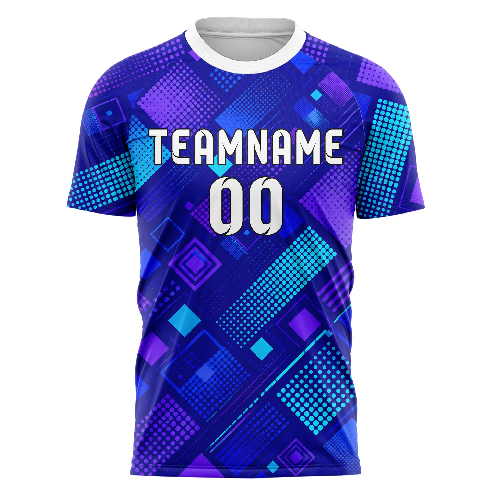 Royalblau lebendiges Rauten diagonale Tessellation Design 01-0314 individuelles Fußballtrikot front