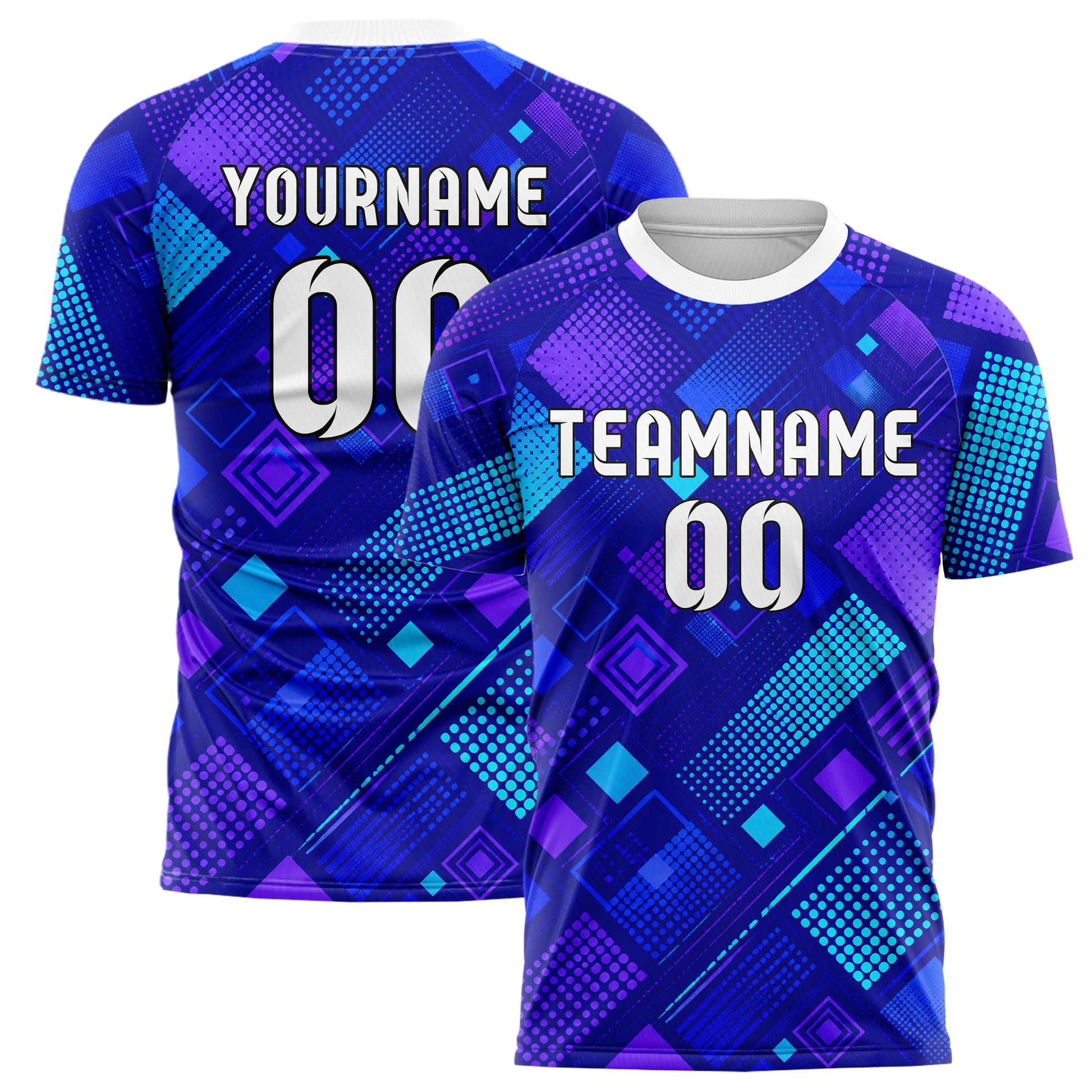 Royalblau lebendiges Rauten diagonale Tessellation Design 01-0314 individuelles Fußballtrikot main