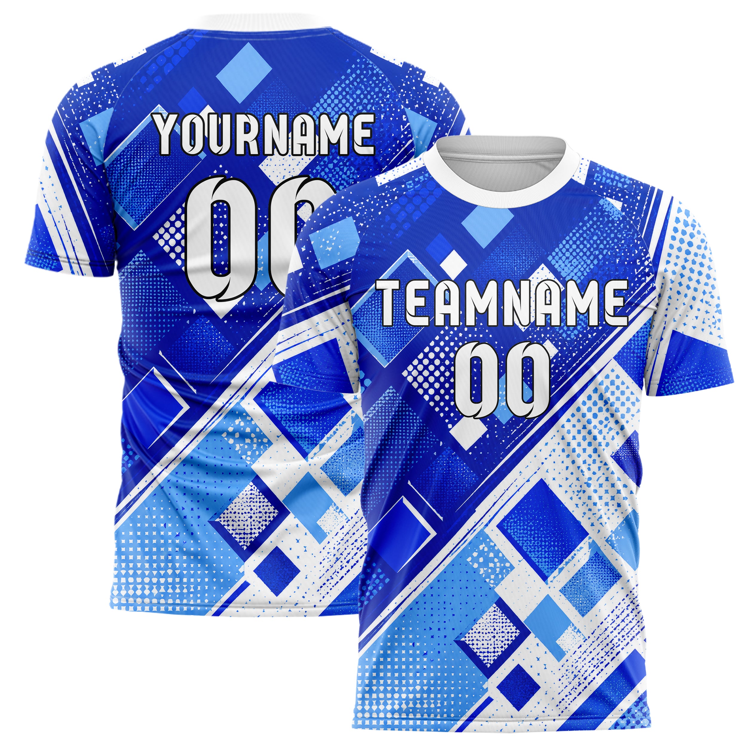 Royalblau lebendiges Rauten diagonale Tessellation Design 01-0322 individuelles Fußballtrikot main