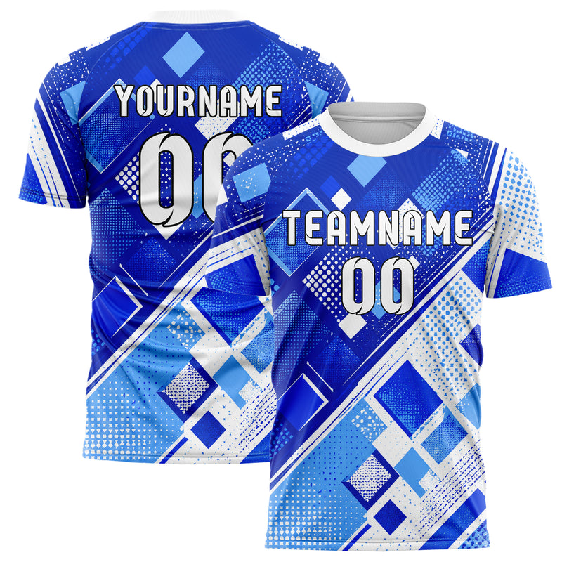 Royalblau lebendiges Rauten diagonale Tessellation Design 01-0322 individuelles Fußballtrikot main