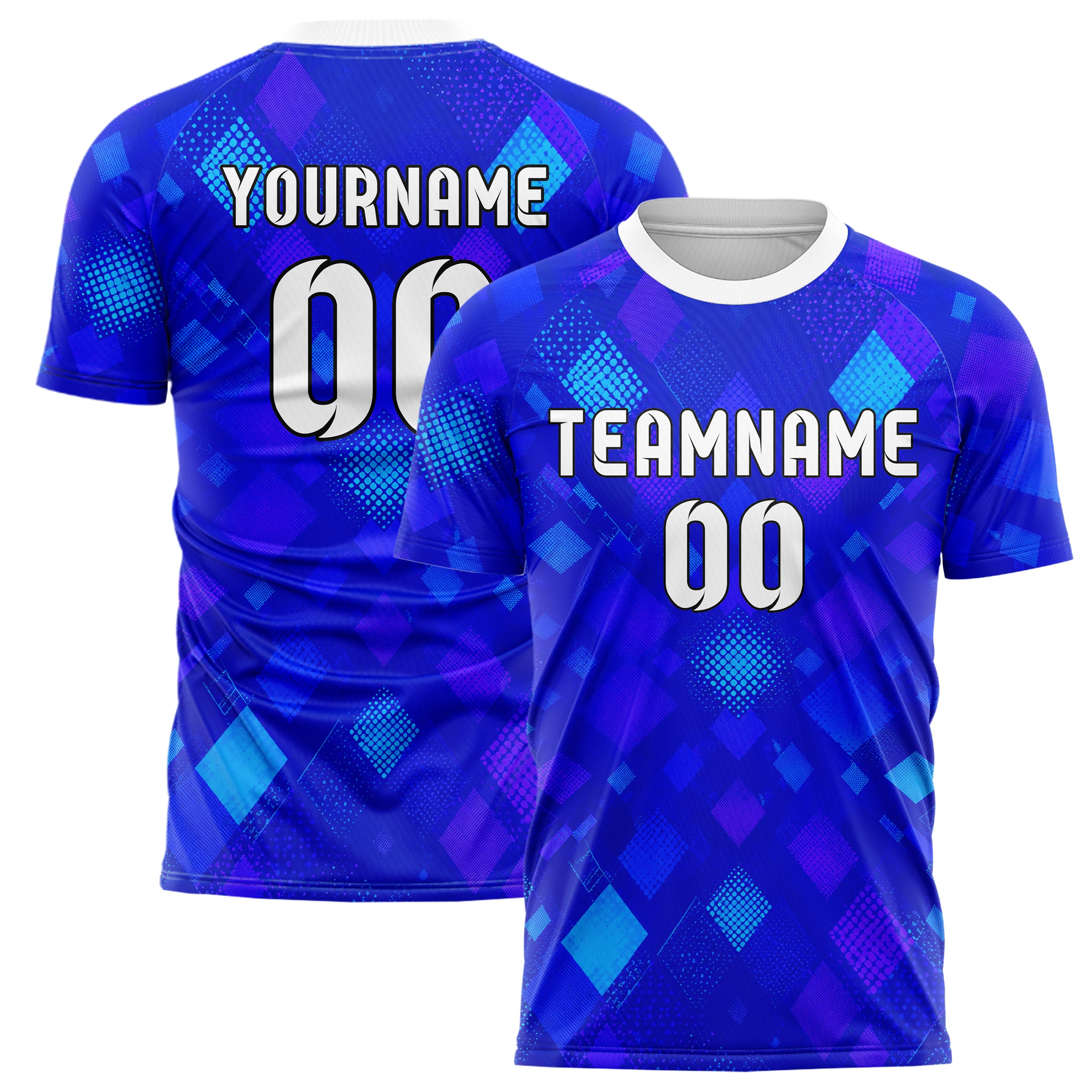 Royalblau lebendiges Rauten diagonale Tessellation Design 01-0458 individuelles Fußballtrikot main