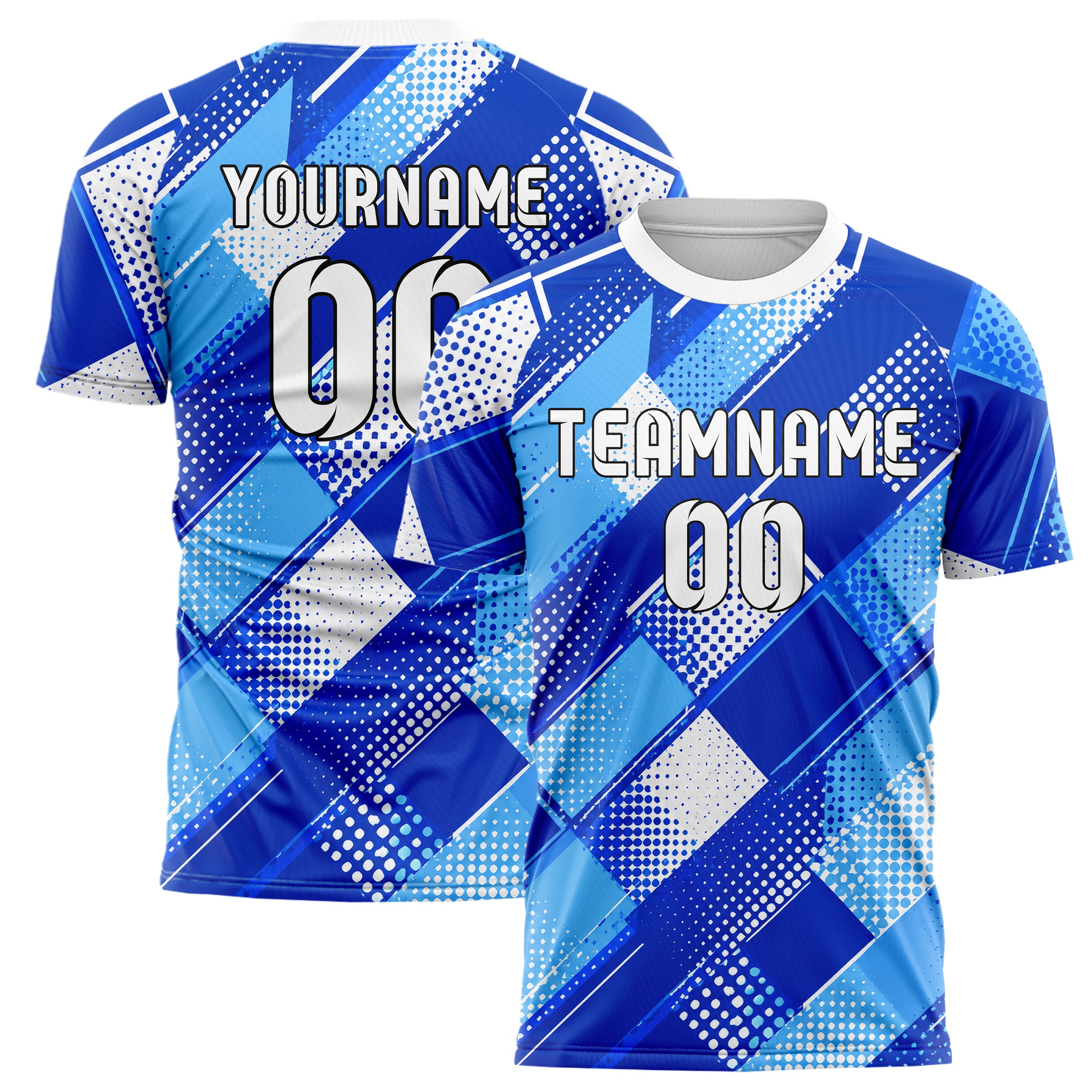 Royalblau lebendiges Rauten diagonale Tessellation Design 01-0490 individuelles Fußballtrikot main