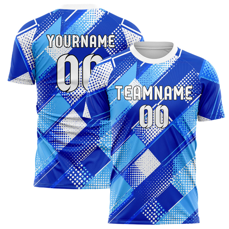 Royalblau lebendiges Rauten diagonale Tessellation Design 01-0490 individuelles Fußballtrikot main