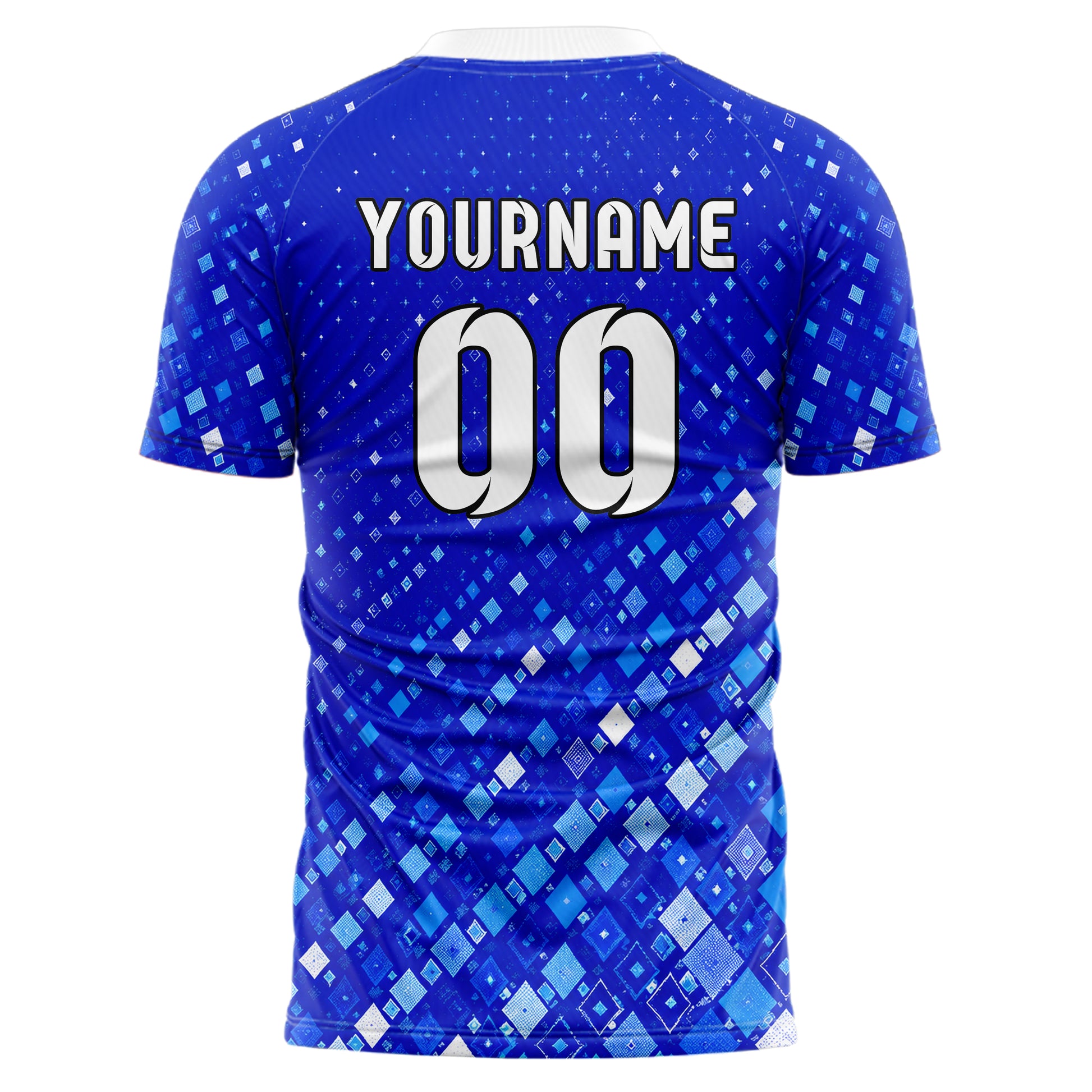 Royalblau lebendiges Rauten Micro to Macro Gradient Design 01-0148 individuelles Fußballtrikot back