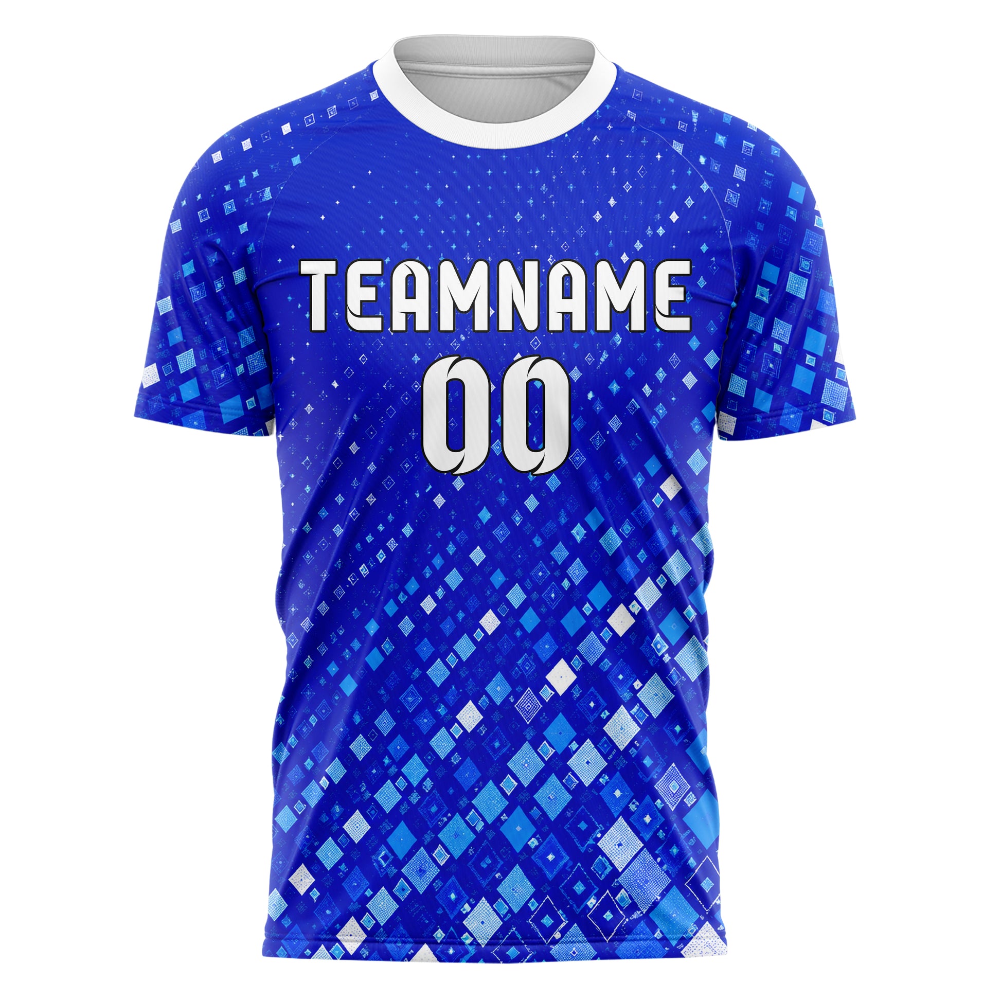 Royalblau lebendiges Rauten Micro to Macro Gradient Design 01-0148 individuelles Fußballtrikot front