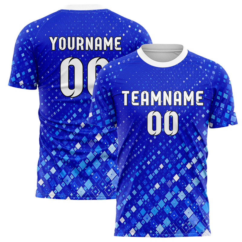 Royalblau lebendiges Rauten Micro to Macro Gradient Design 01-0148 individuelles Fußballtrikot main