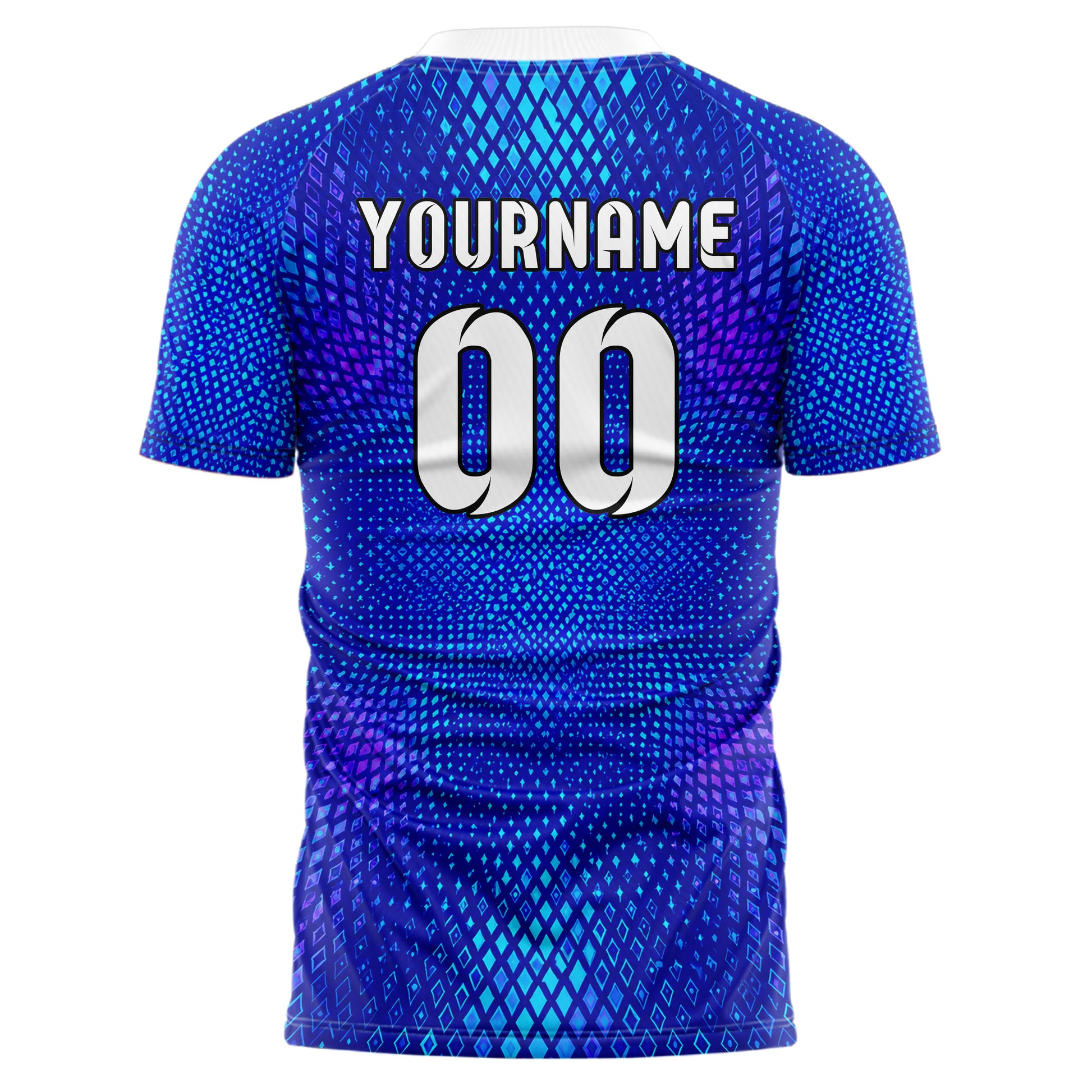 Royalblau lebendiges Rauten Micro to Macro Gradient Design 01-0308 individuelles Fußballtrikot back