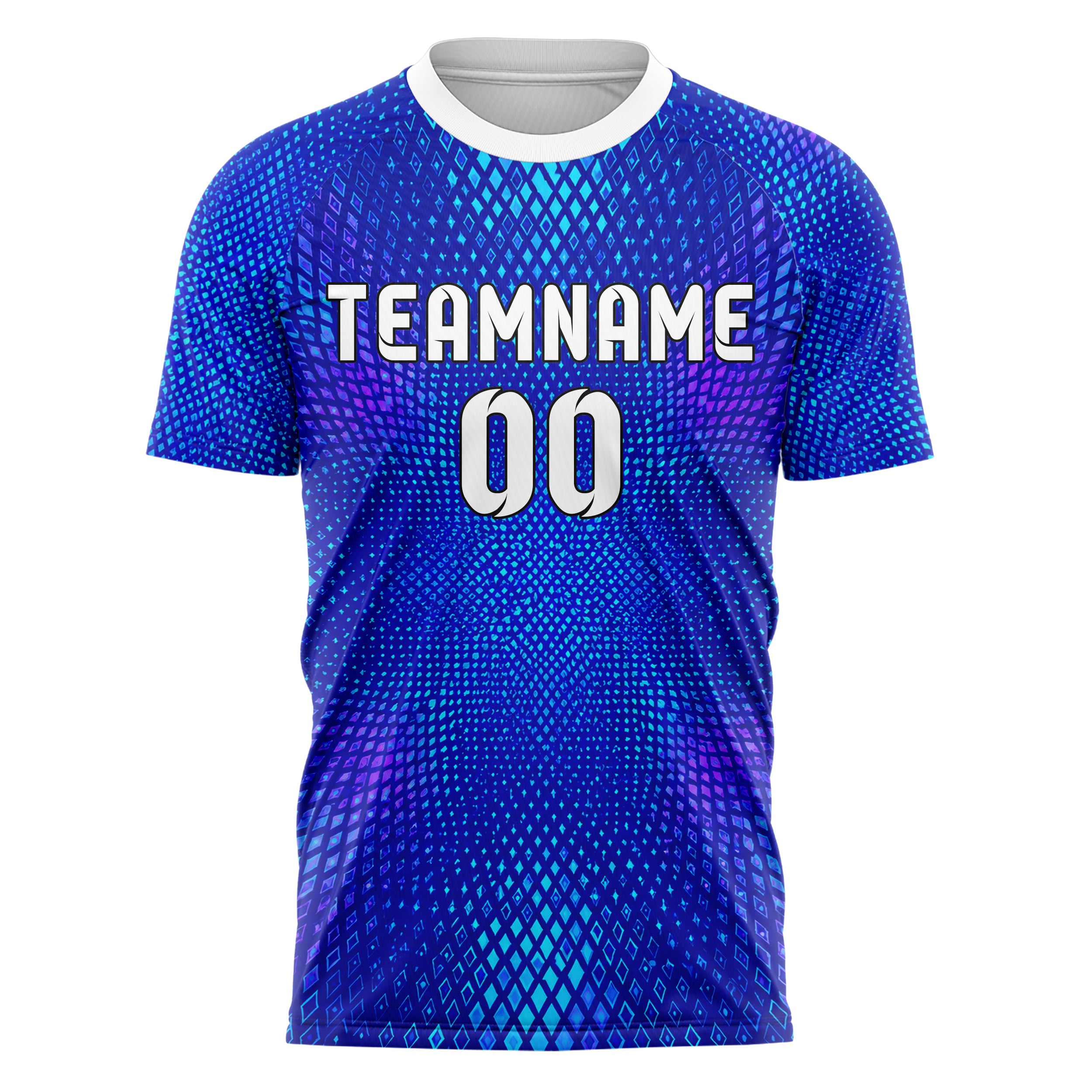 Royalblau lebendiges Rauten Micro to Macro Gradient Design 01-0308 individuelles Fußballtrikot front