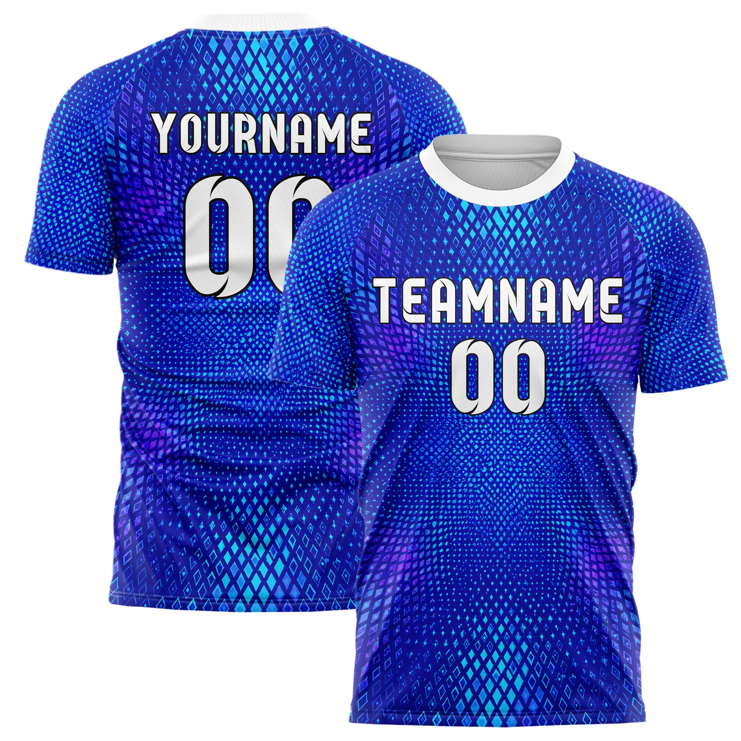 Royalblau lebendiges Rauten Micro to Macro Gradient Design 01-0308 individuelles Fußballtrikot main