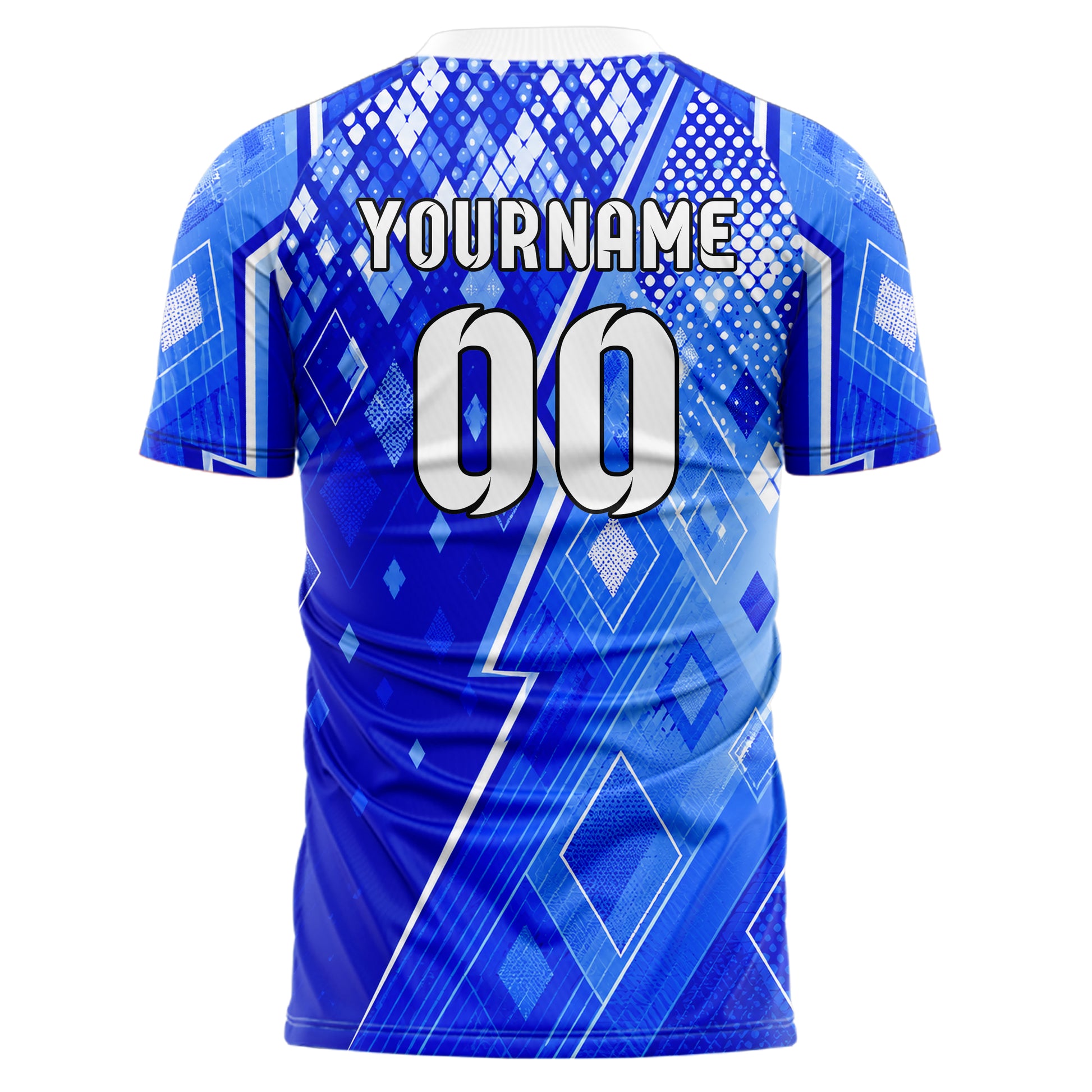 Royalblau lebendiges Rauten dichter Verlauf von oben Design 01-0040 individuelles Fußballtrikot back
