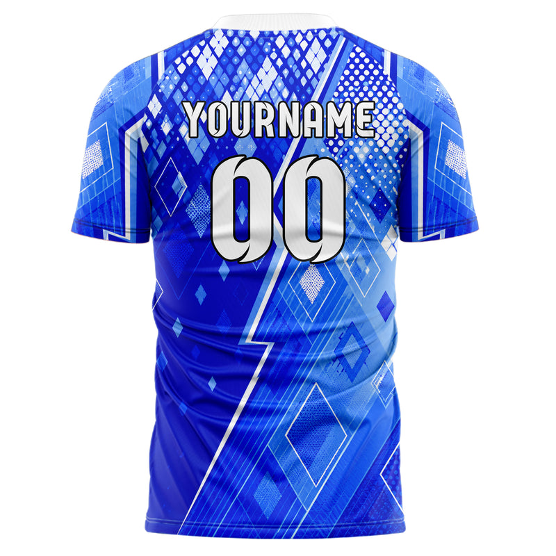 Royalblau lebendiges Rauten dichter Verlauf von oben Design 01-0040 individuelles Fußballtrikot back