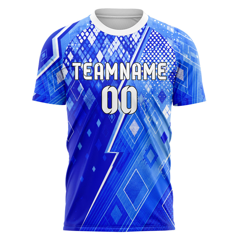 Royalblau lebendiges Rauten dichter Verlauf von oben Design 01-0040 individuelles Fußballtrikot front