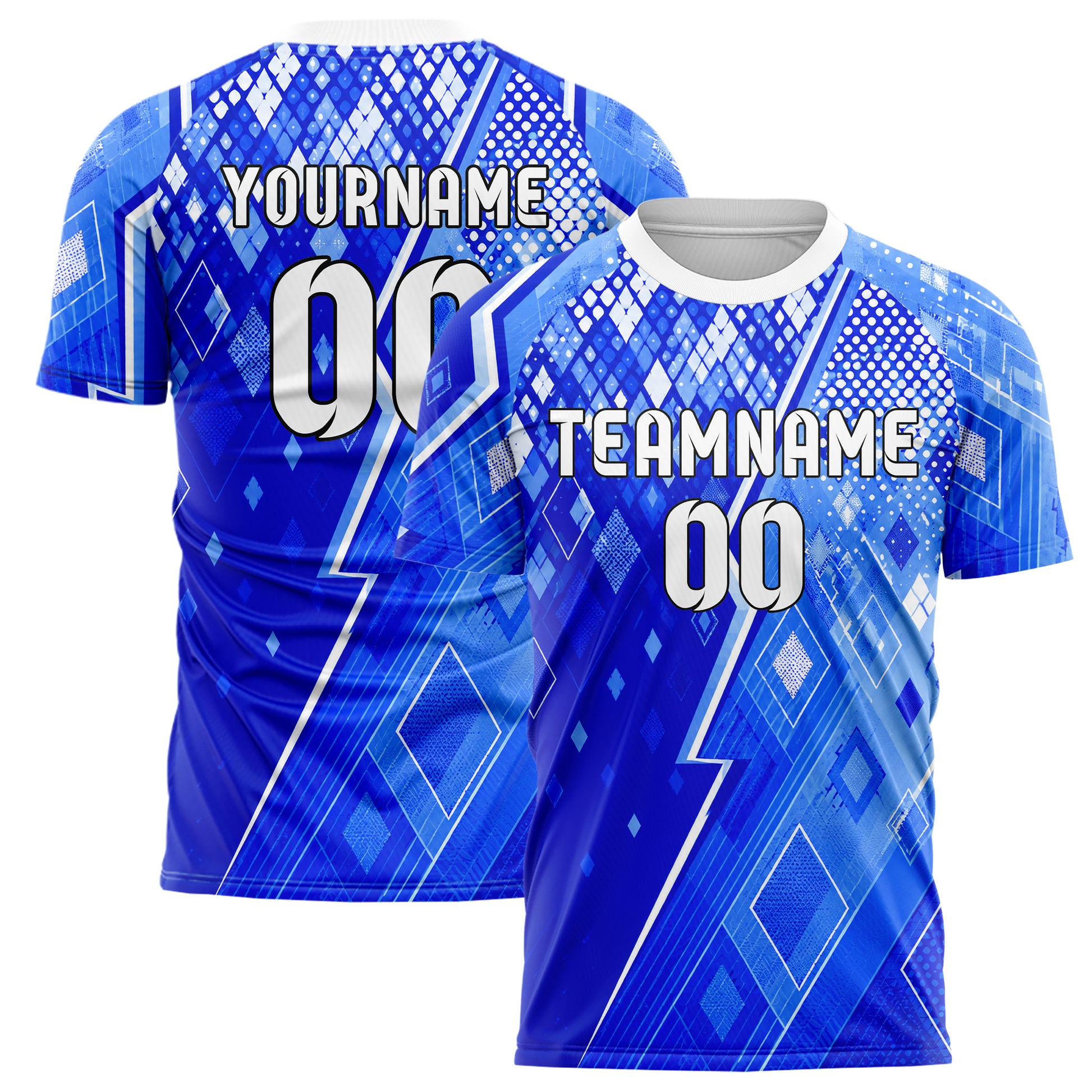 Royalblau lebendiges Rauten dichter Verlauf von oben Design 01-0040 individuelles Fußballtrikot main