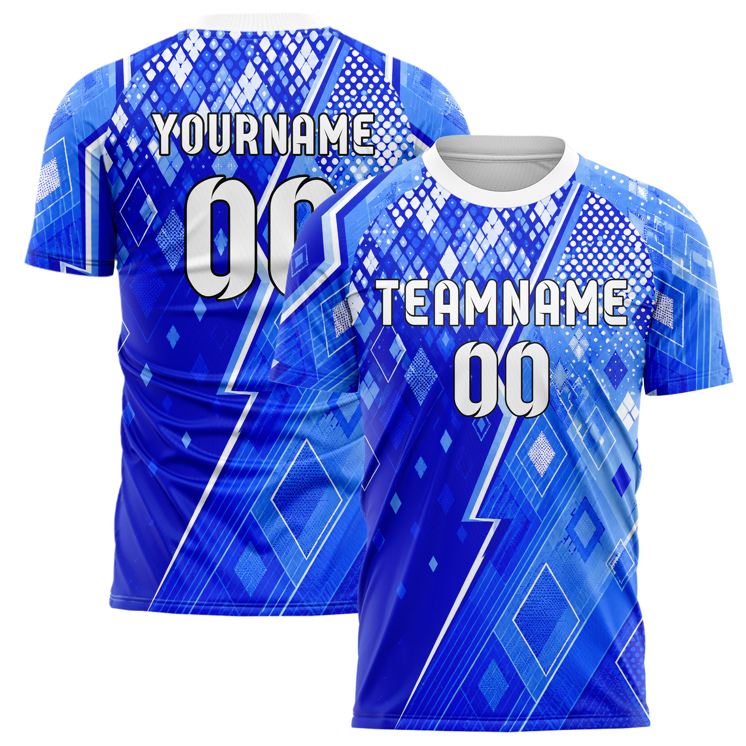 Royalblau lebendiges Rauten dichter Verlauf von oben Design 01-0040 individuelles Fußballtrikot main