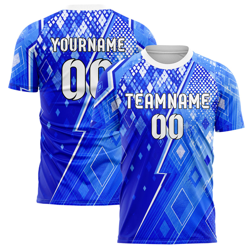 Royalblau lebendiges Rauten dichter Verlauf von oben Design 01-0040 individuelles Fußballtrikot main